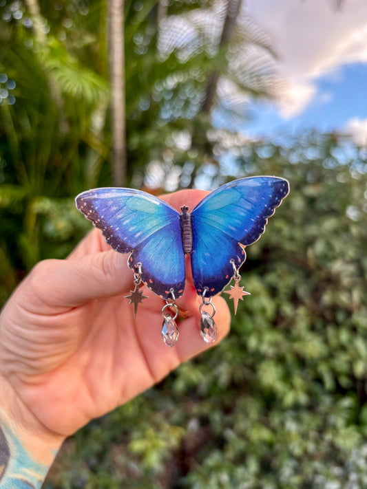 Blue Morpho Butterfly Hair Clip