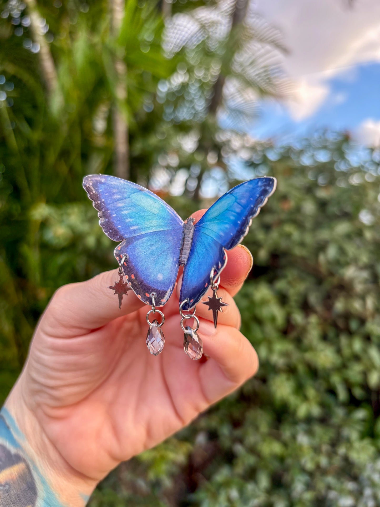 Blue Morpho Butterfly Hair Clip