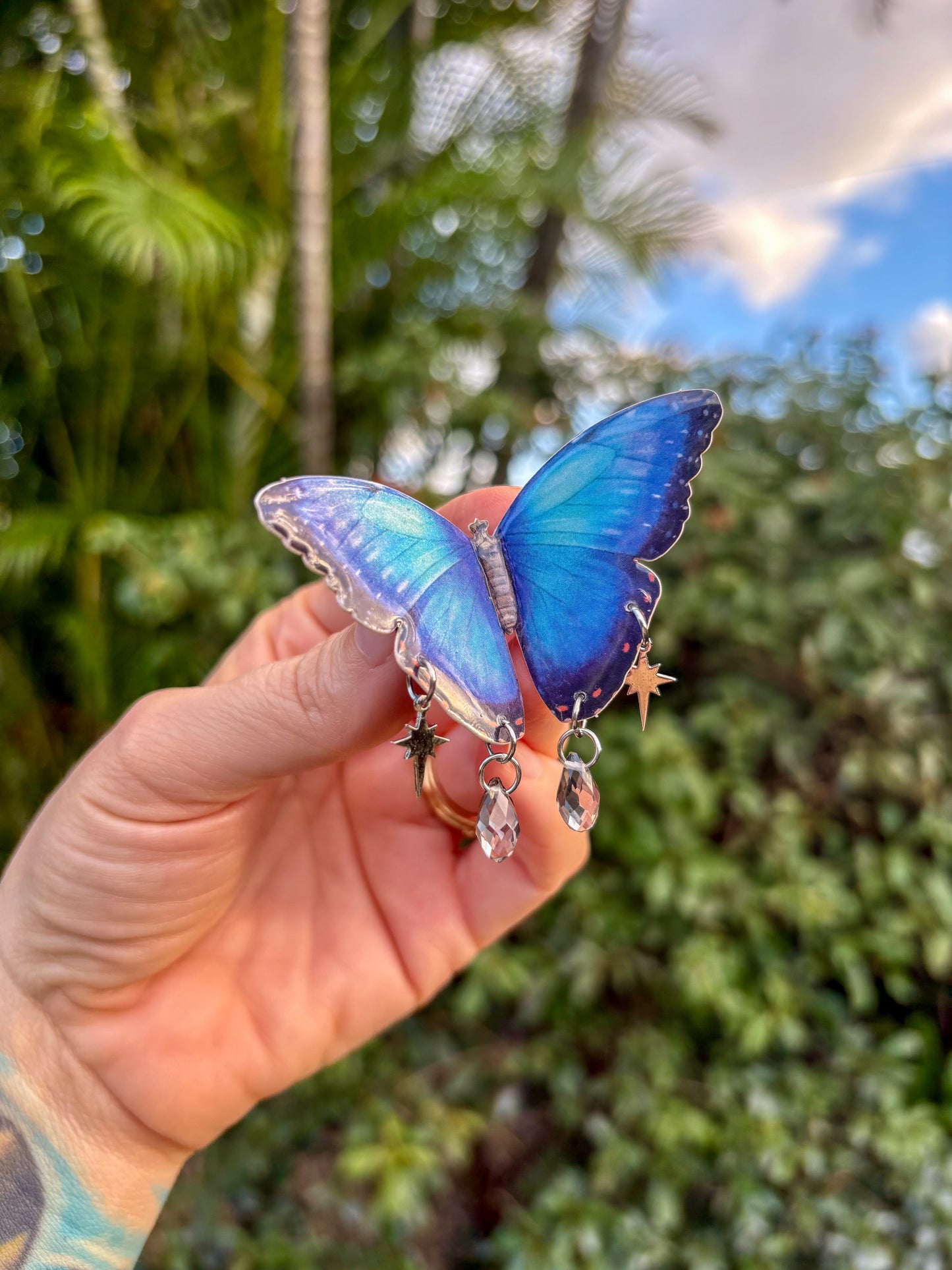 Blue Morpho Butterfly Hair Clip