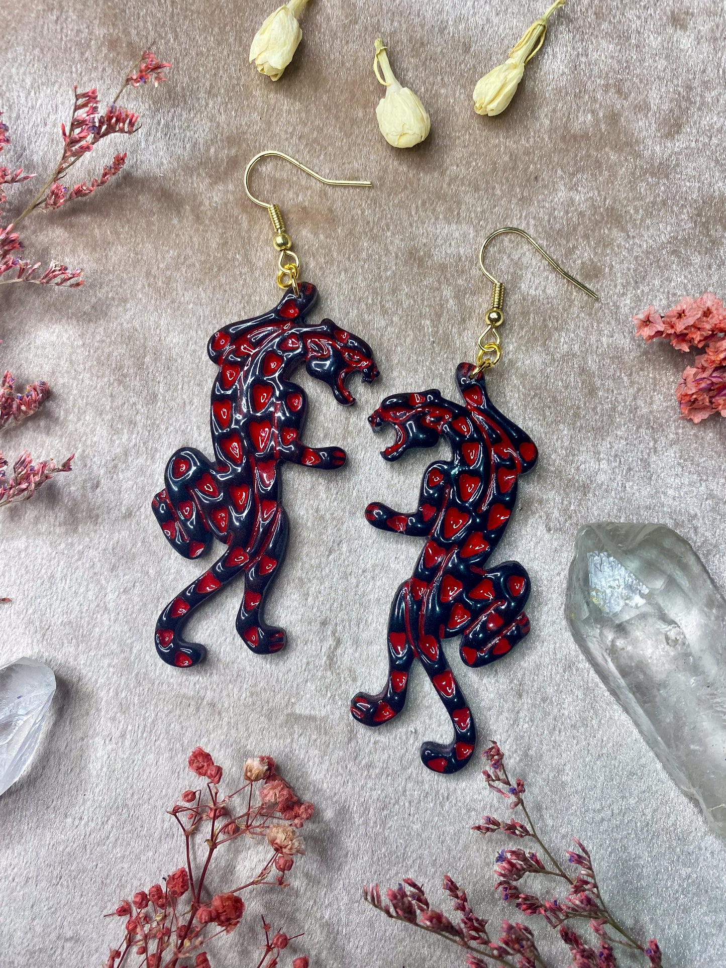 Heart Panther Earrings
