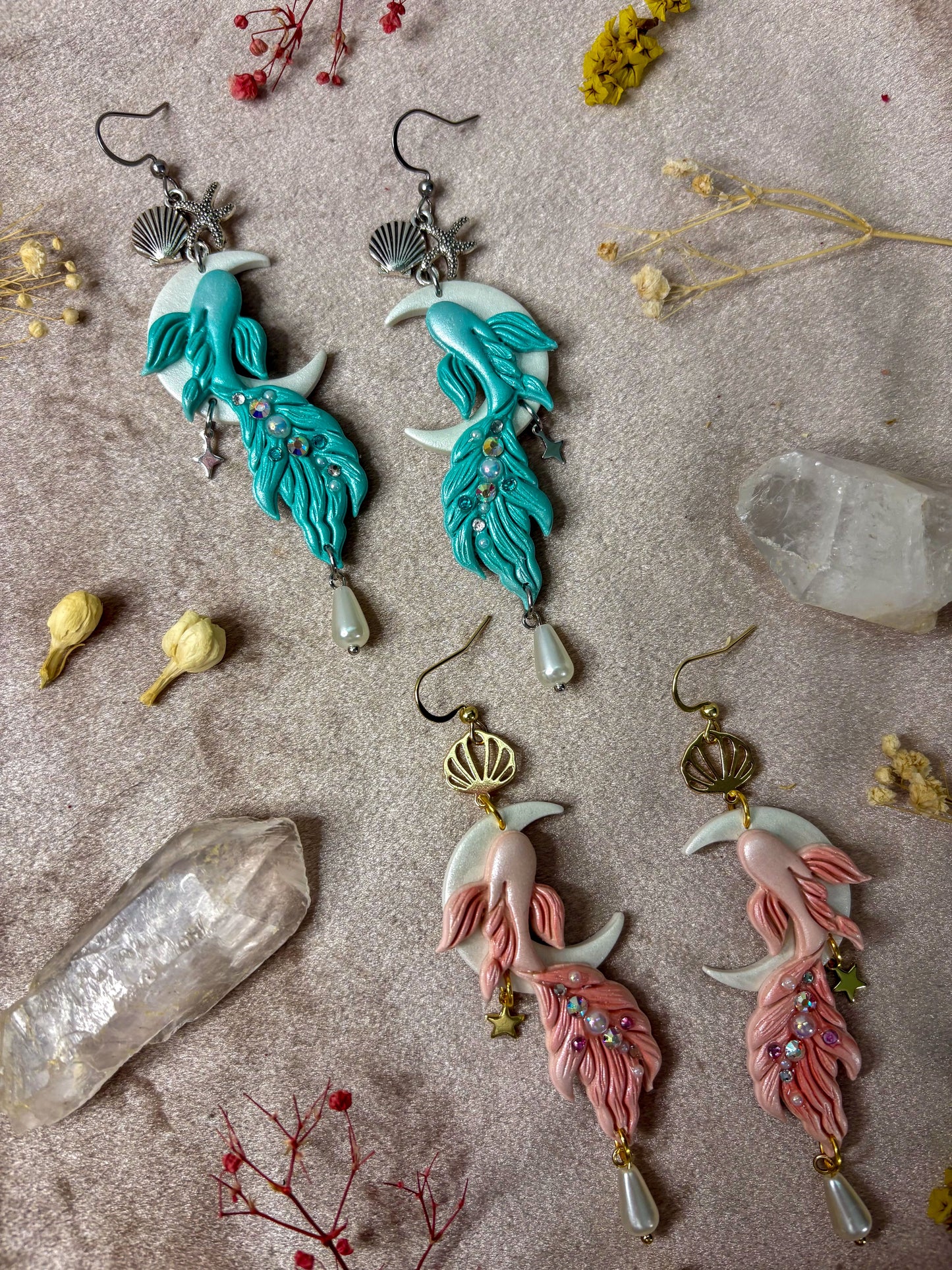 Beta Fish Moon Earrings