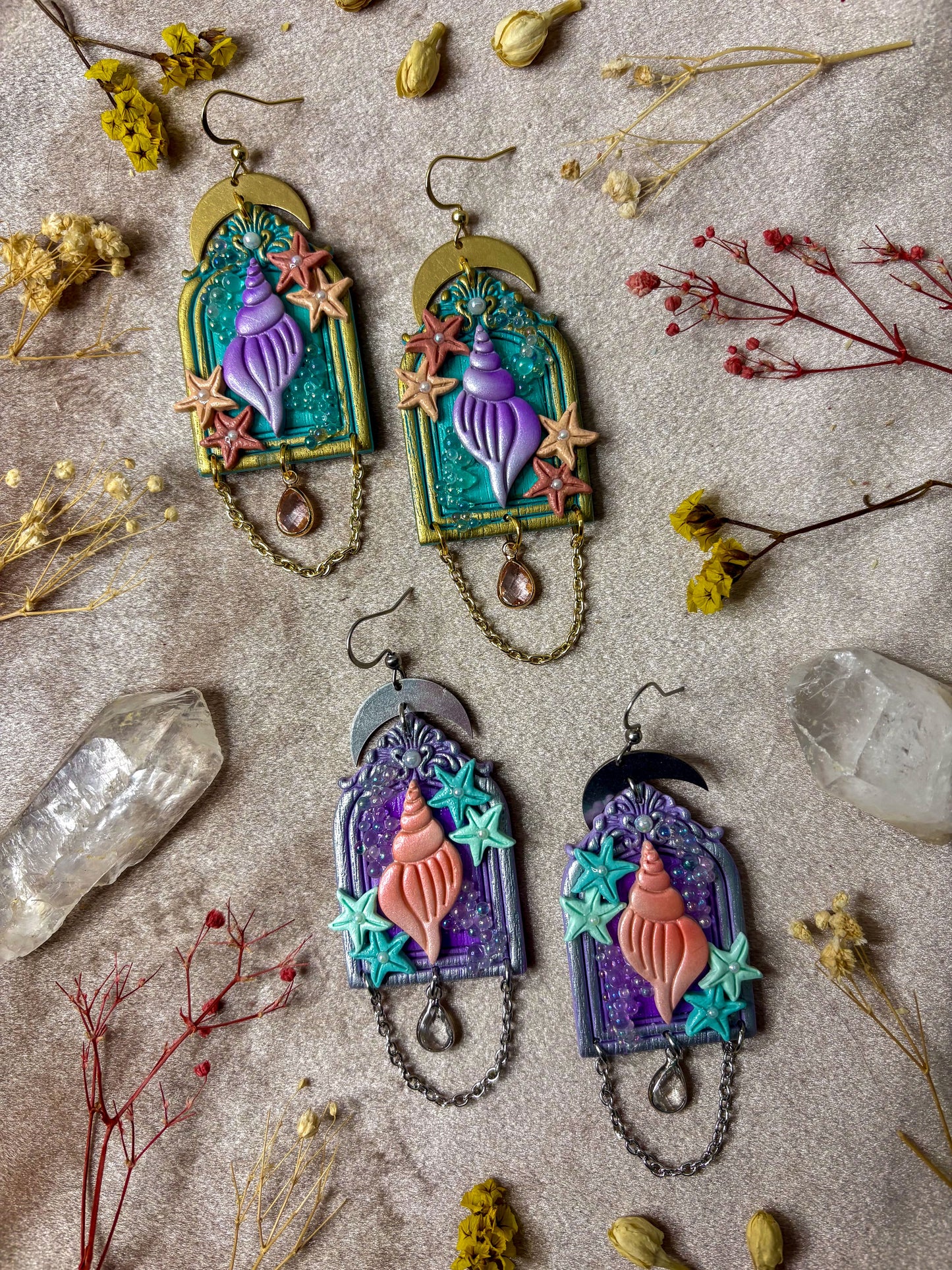 Seashell Bubble Frame Earrings