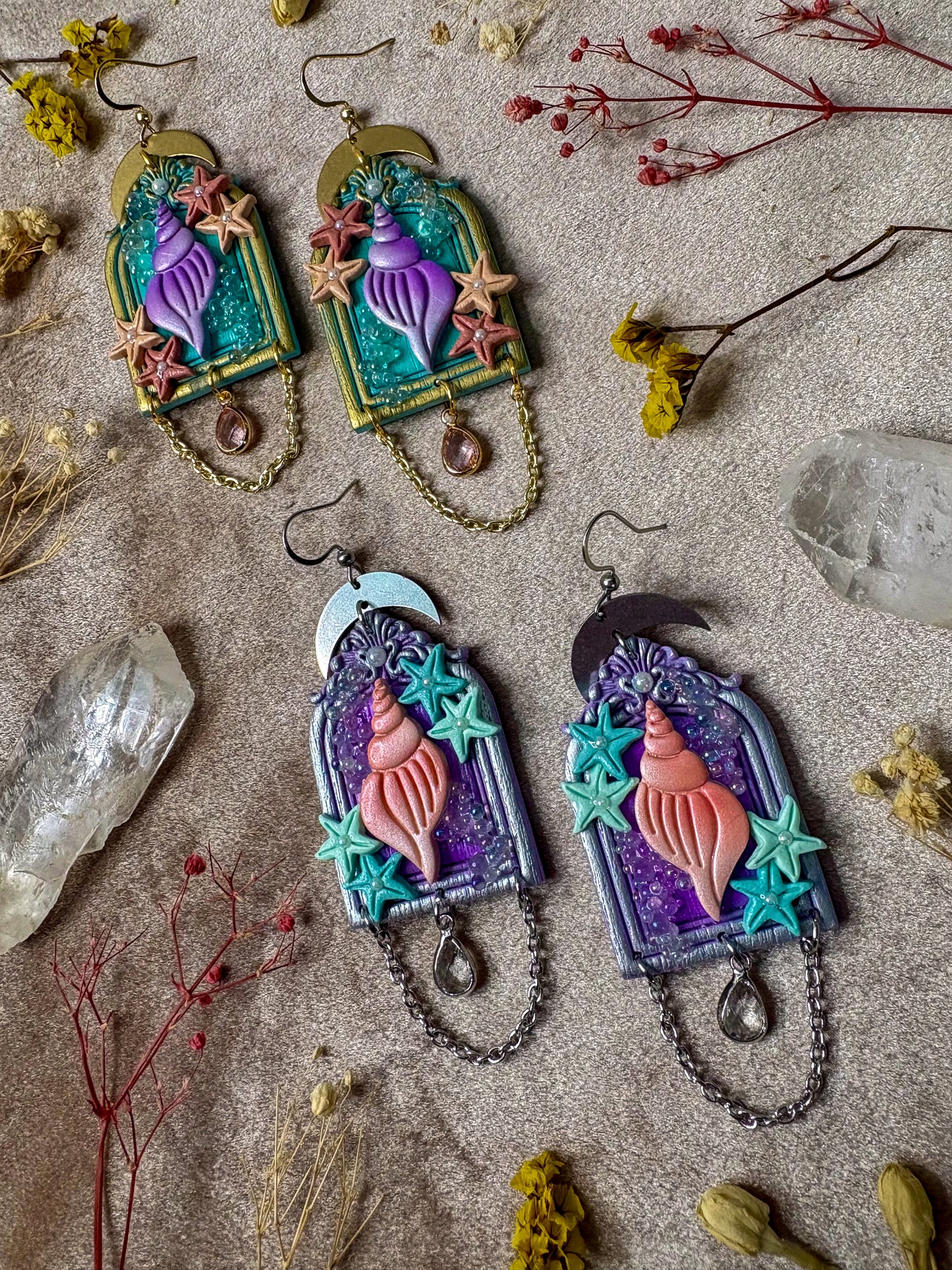 Seashell Bubble Frame Earrings