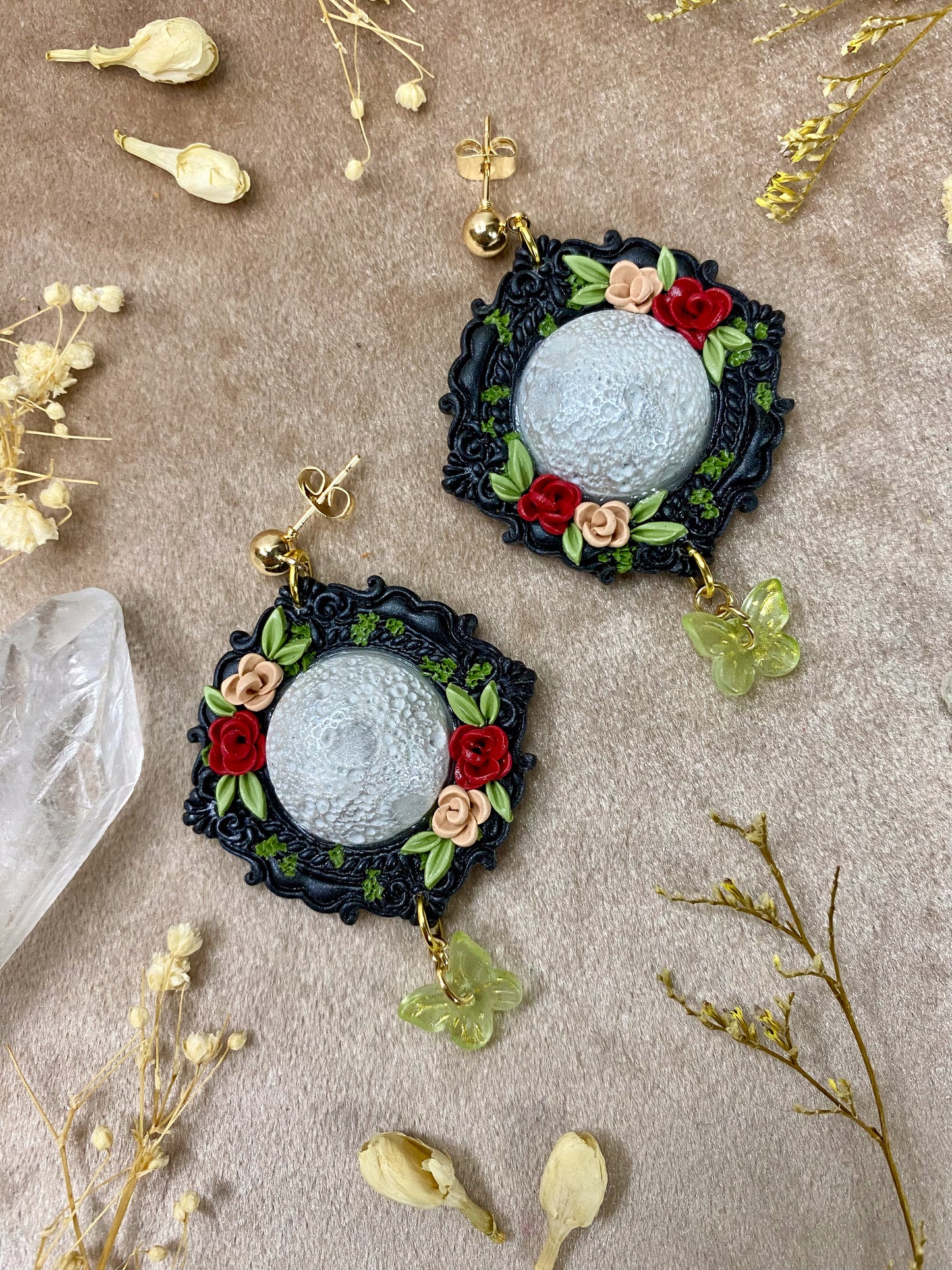 Floral Moon Frame Earrings