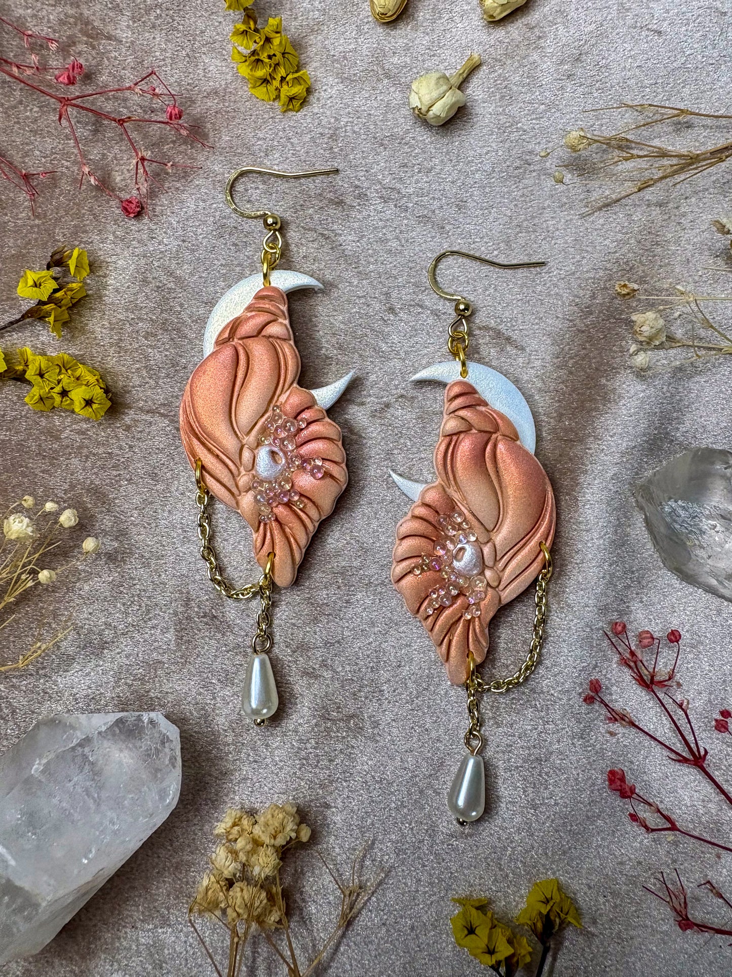 Conch Moon Earrings