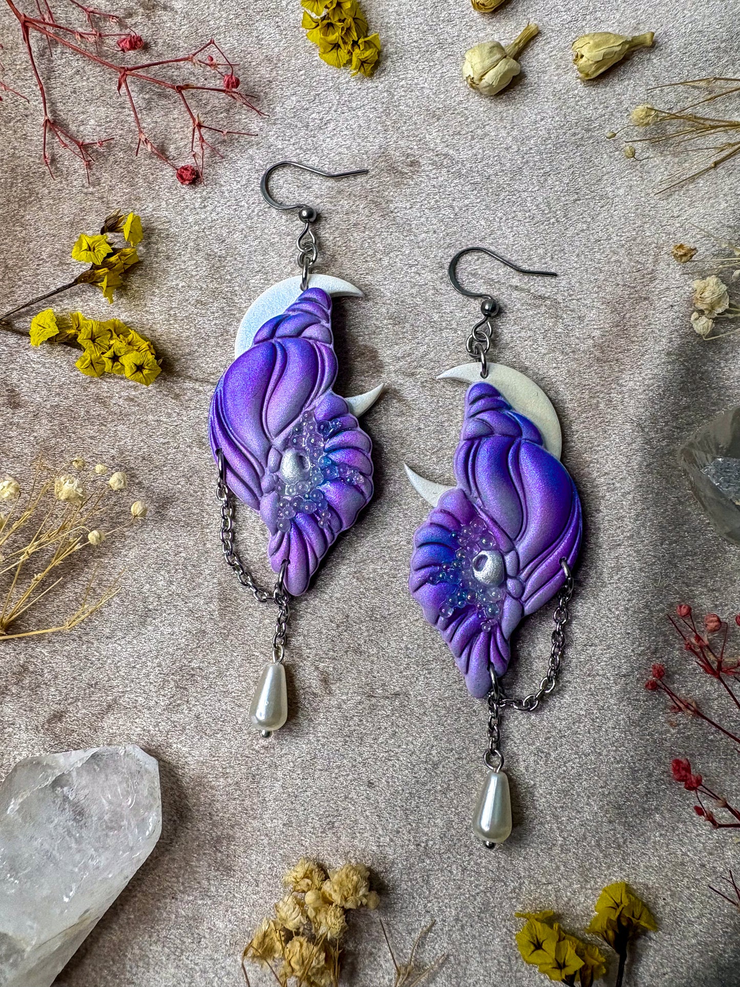 Conch Moon Earrings