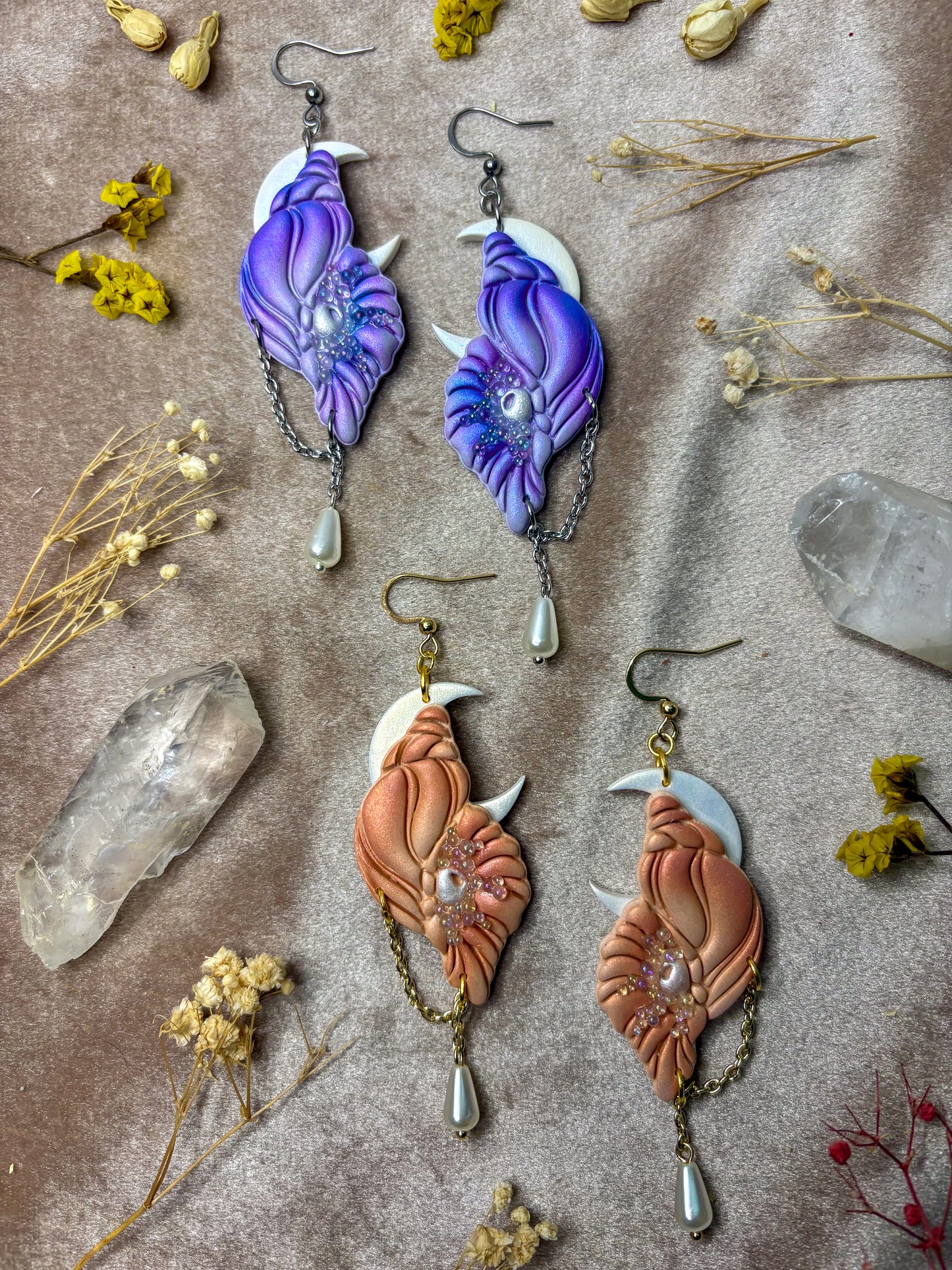 Conch Moon Earrings