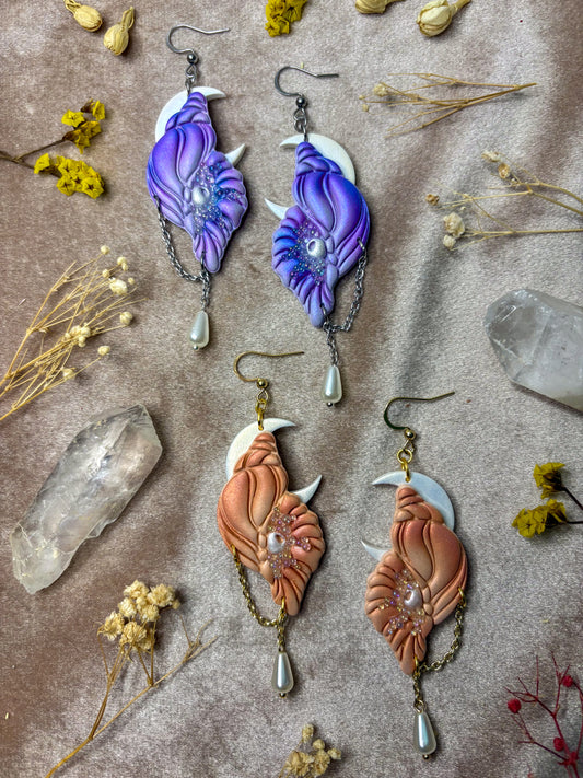 Conch Moon Earrings