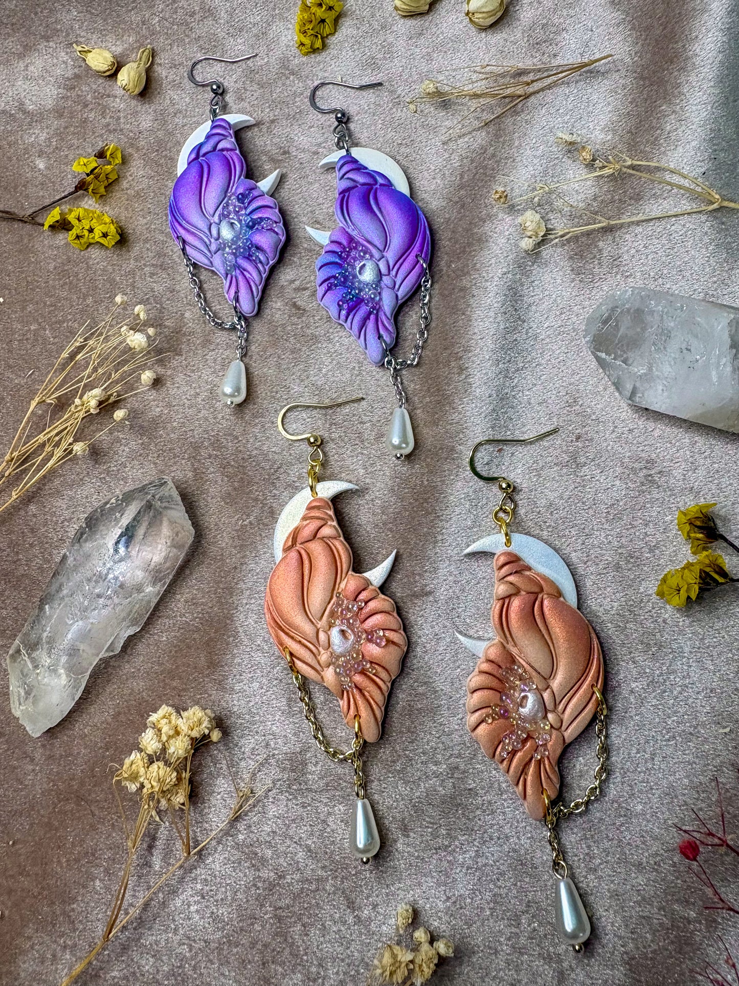 Conch Moon Earrings