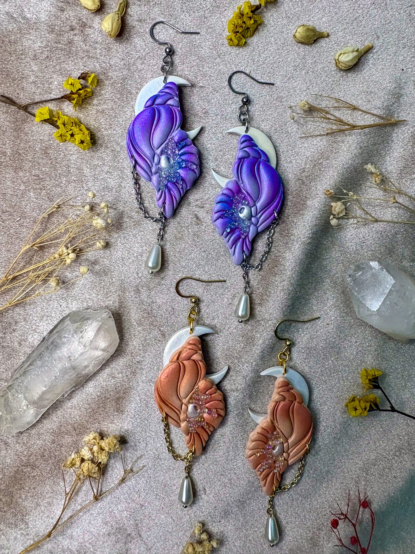 Conch Moon Earrings