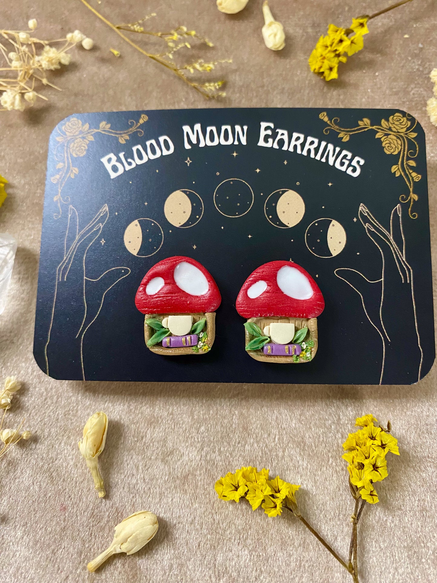 Mushroom Cottage Stud Earrings