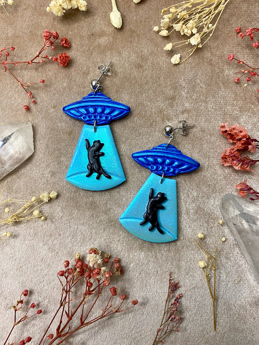 polymer clay and resin tattooed woman halloween earrings