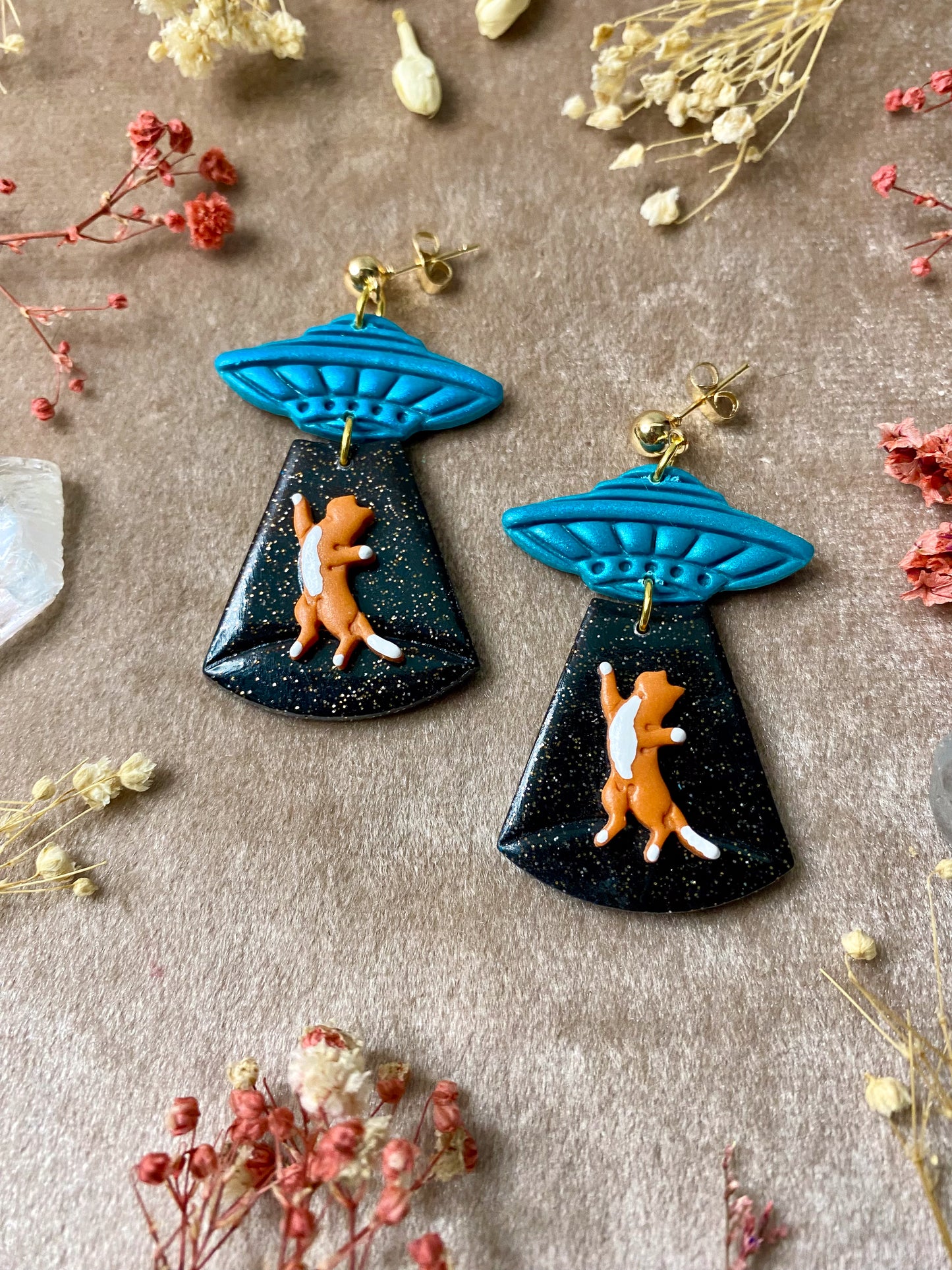 Cat Abduction Earrings (Tabby)