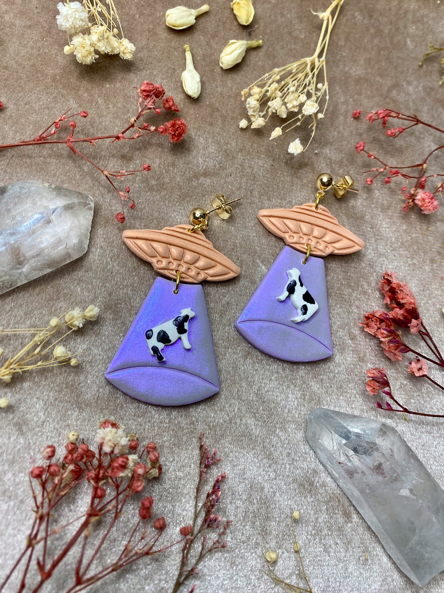 Pastel Metallic Alien Abduction Earrings