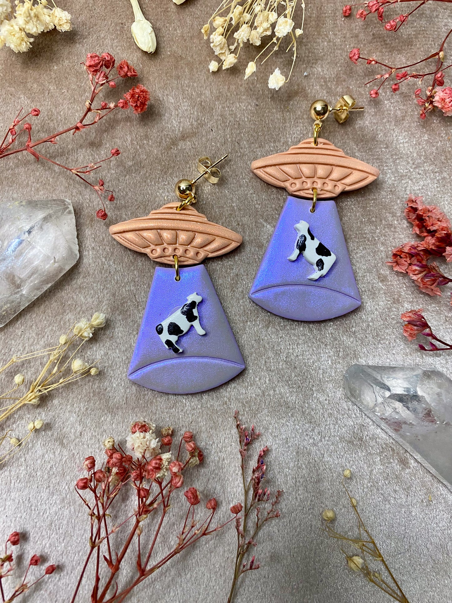 Pastel Metallic Alien Abduction Earrings