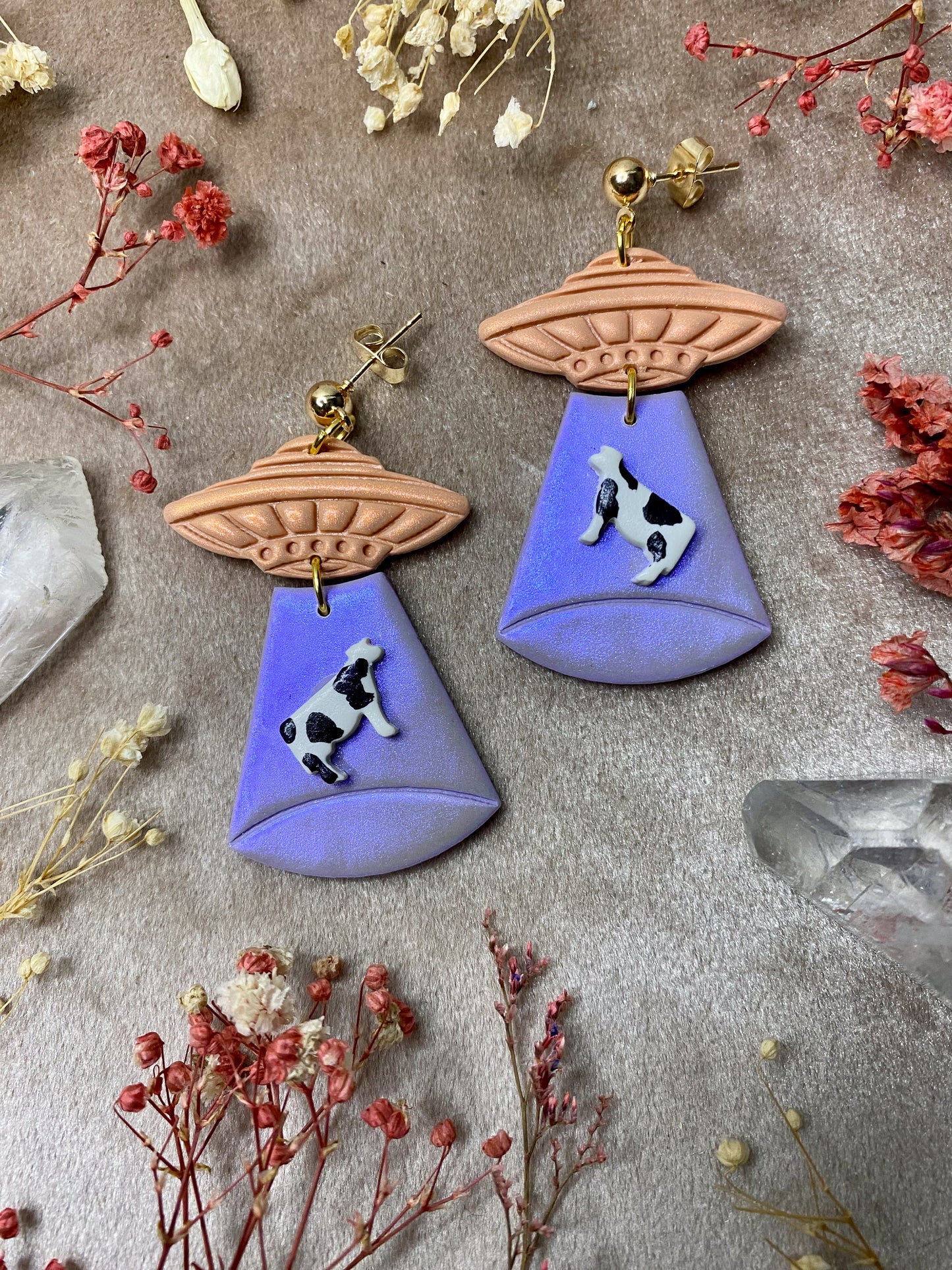 Pastel Metallic Alien Abduction Earrings