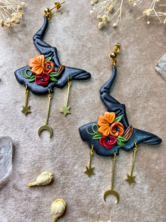 Floral Witch's Hat Earrings