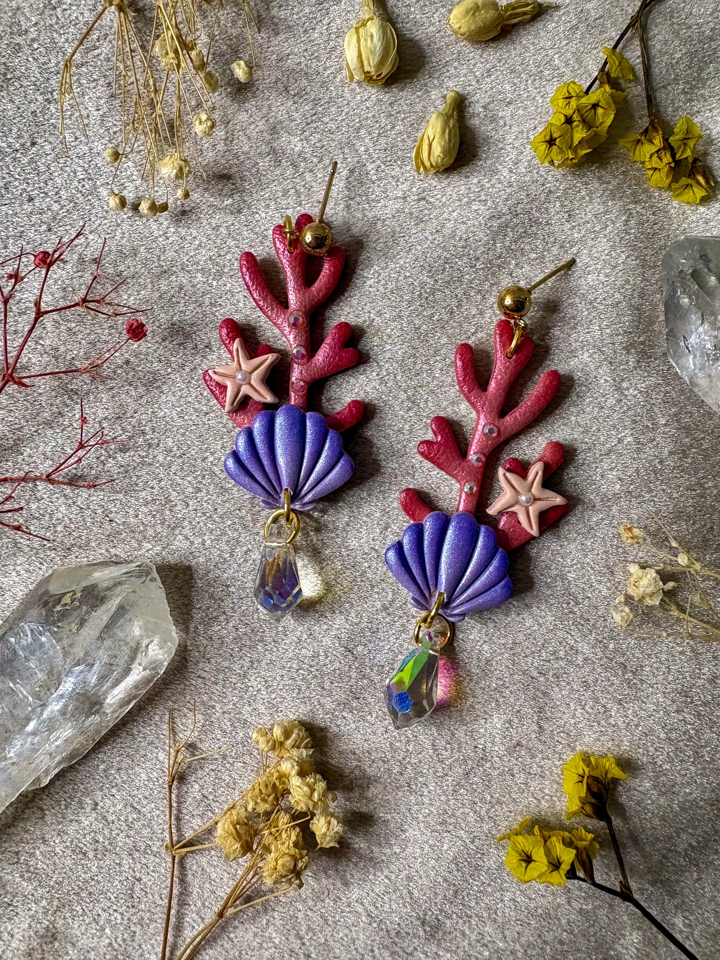 Coral and Shell Earrings