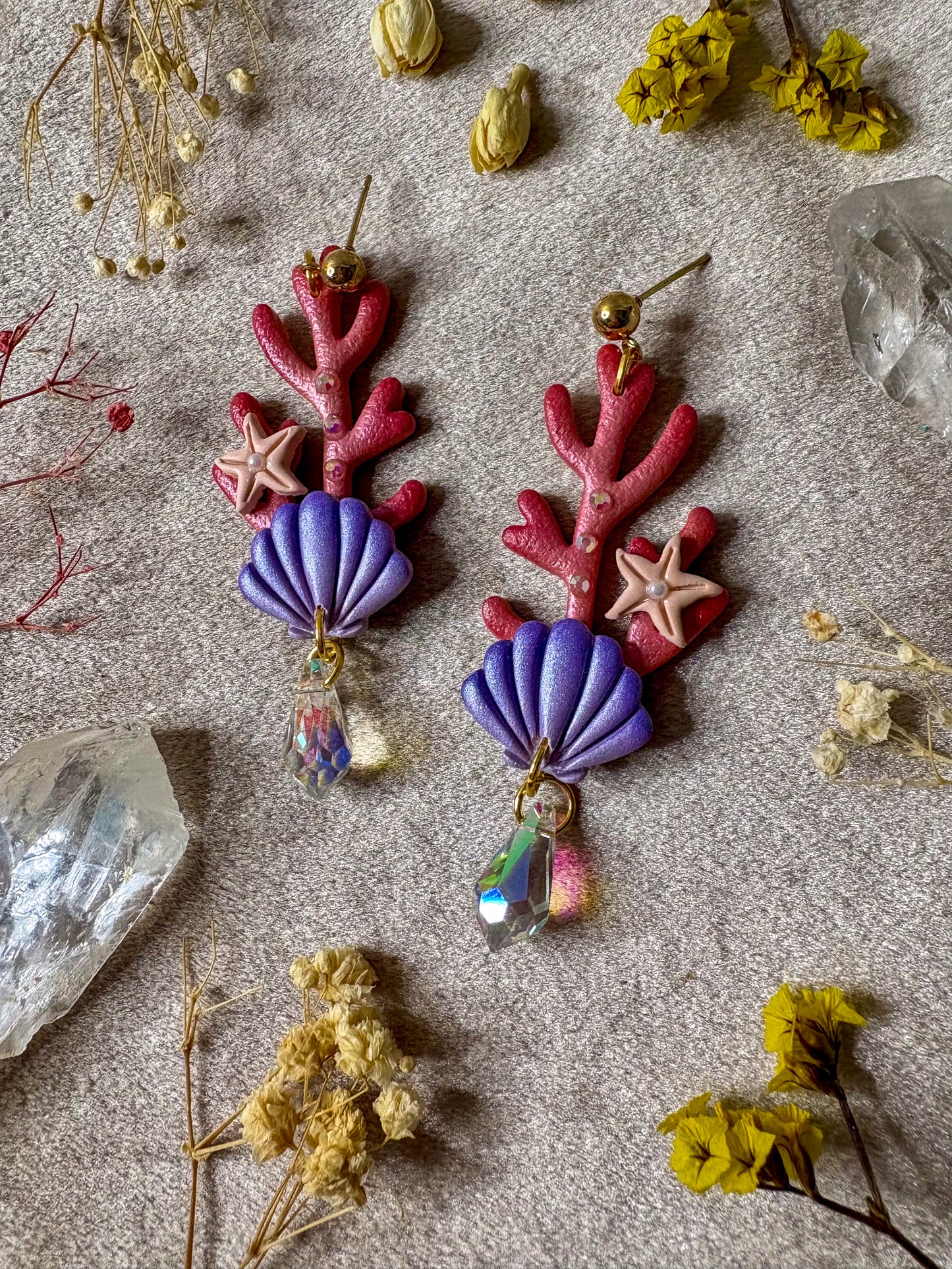 Coral and Shell Earrings