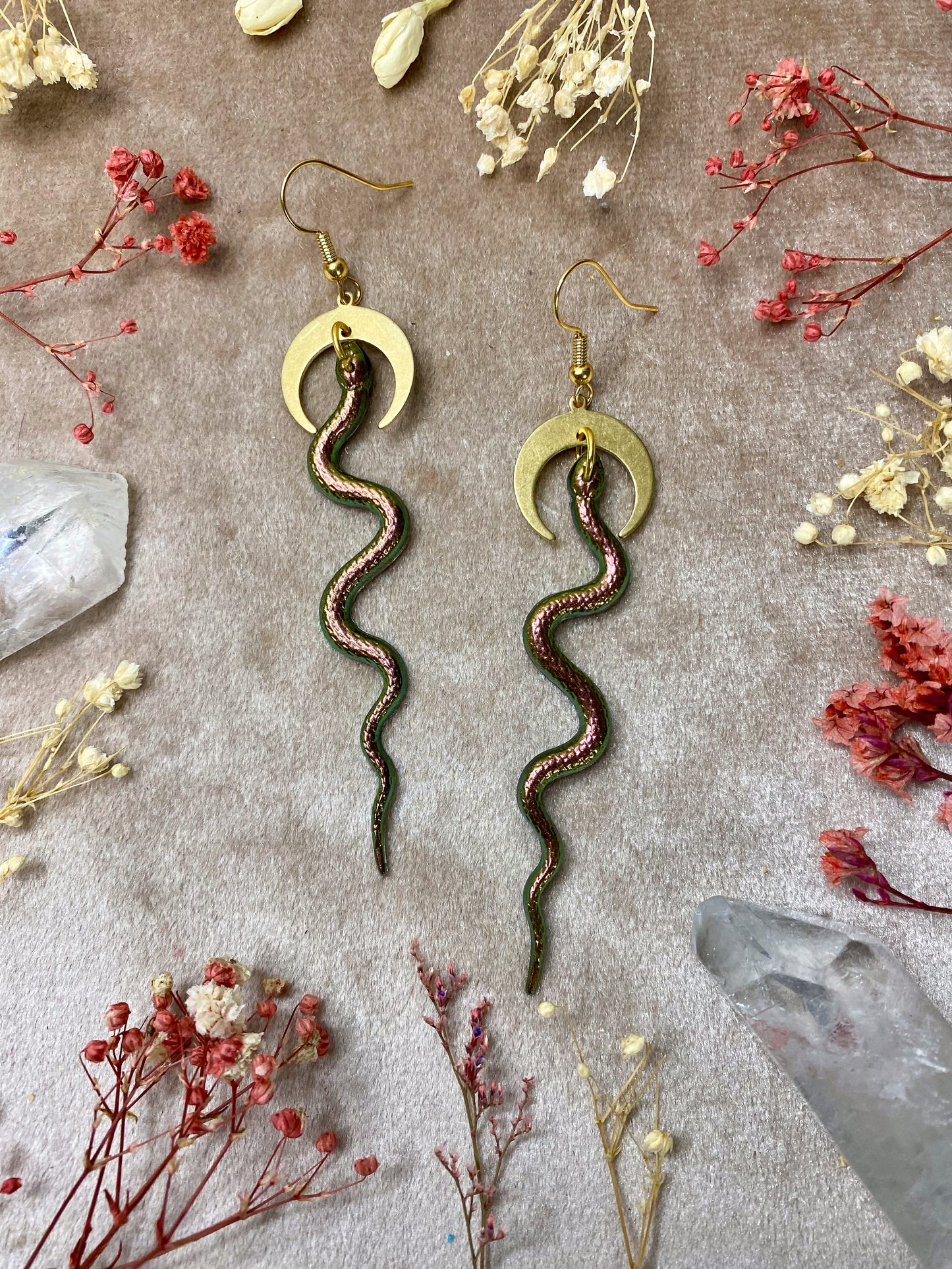 Chameleon Copper Snake Earrings