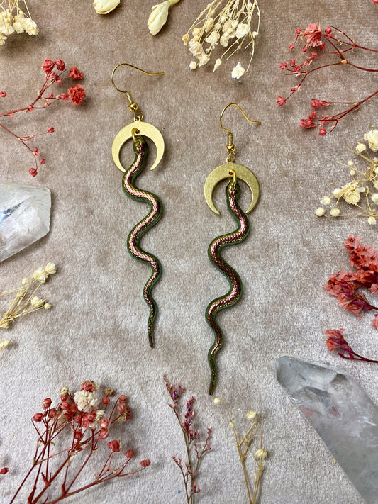 Chameleon Copper Snake Earrings