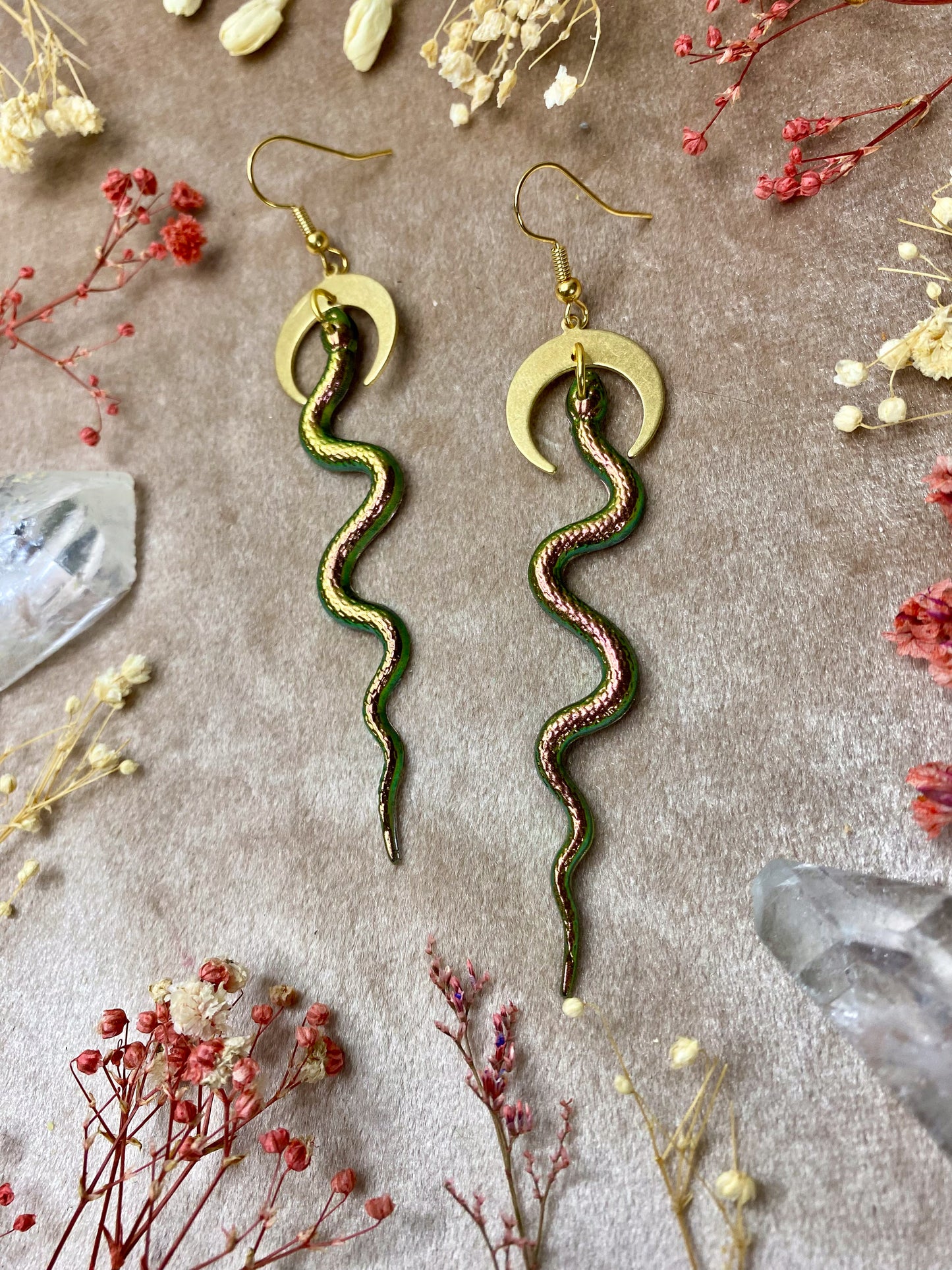 Chameleon Copper Snake Earrings