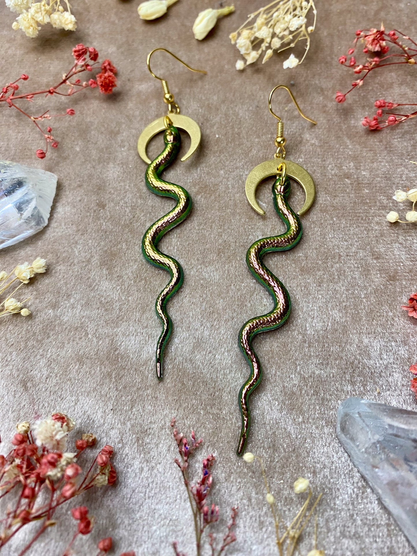 Chameleon Copper Snake Earrings