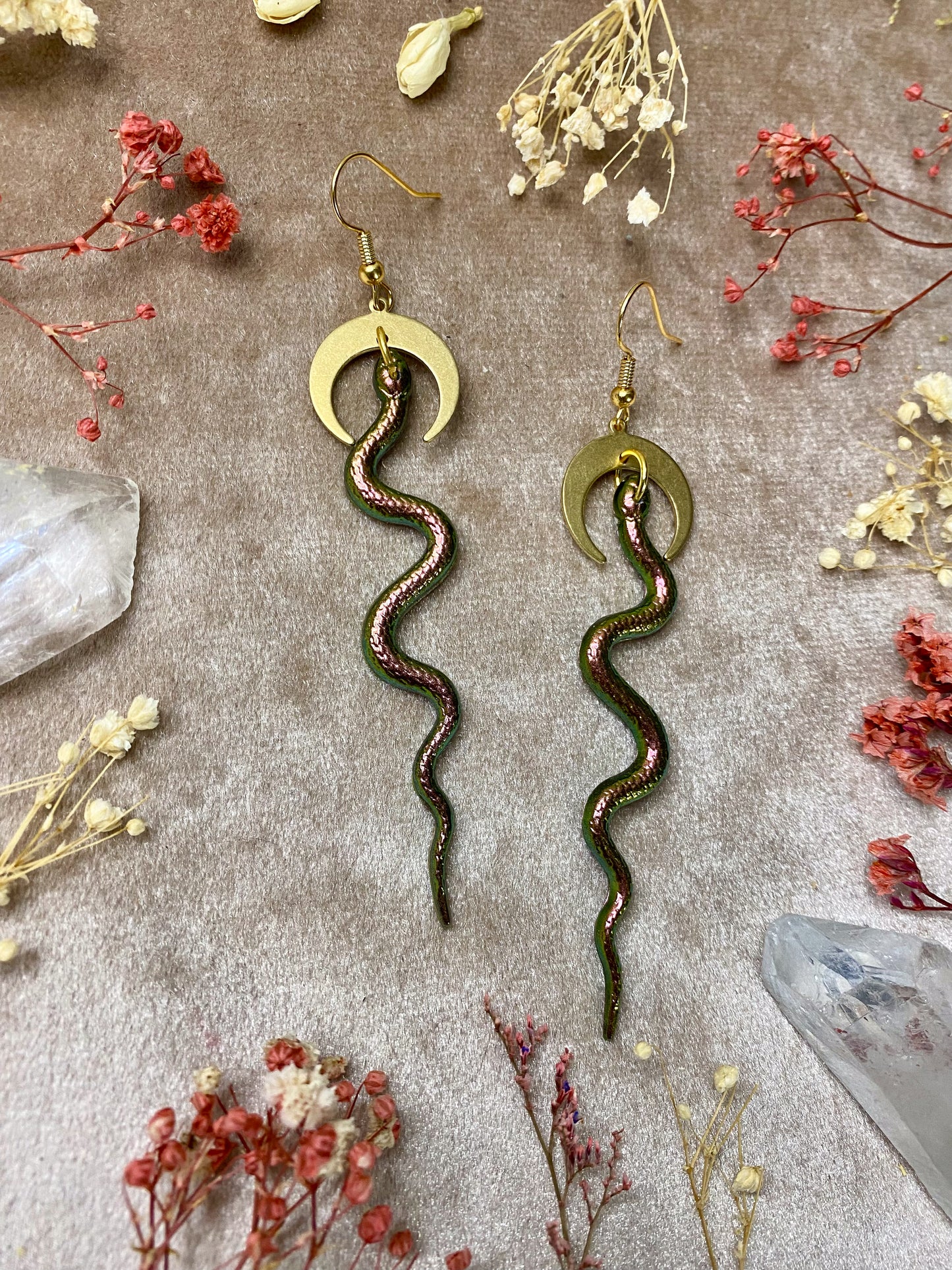 Chameleon Copper Snake Earrings