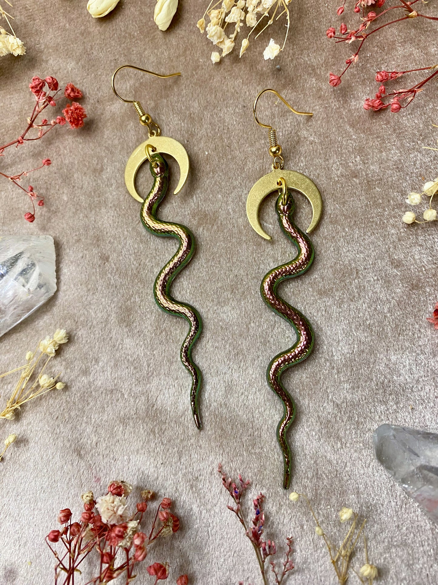 Chameleon Copper Snake Earrings