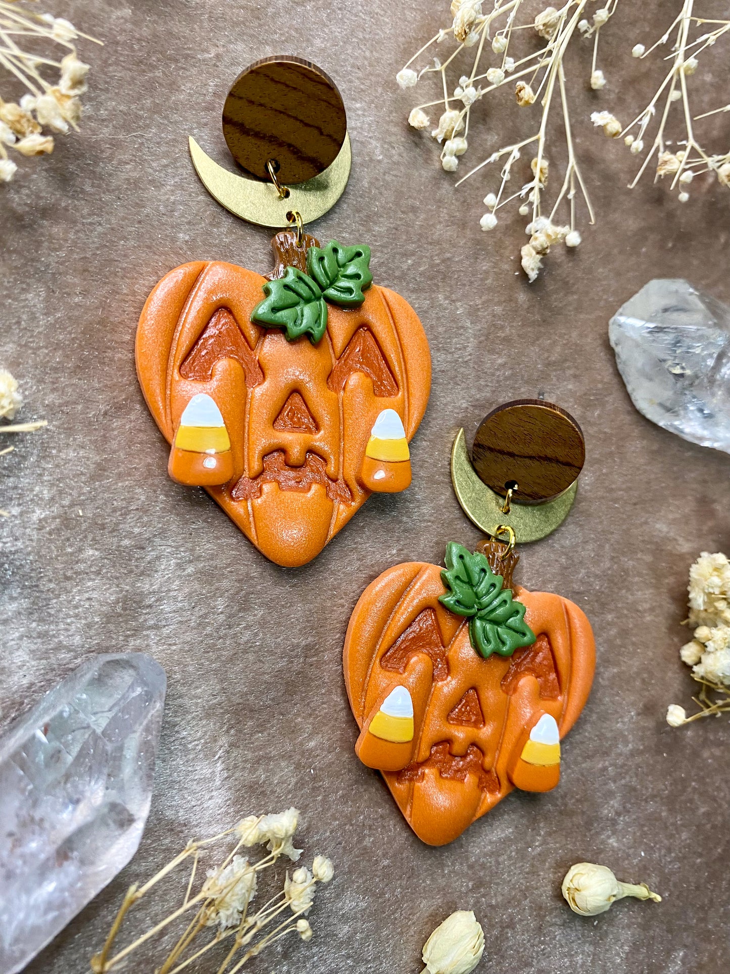 Crying Candy Pumpkin Heart Earrings