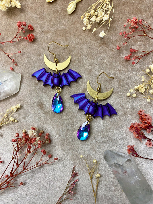 resin color changing bat earrings