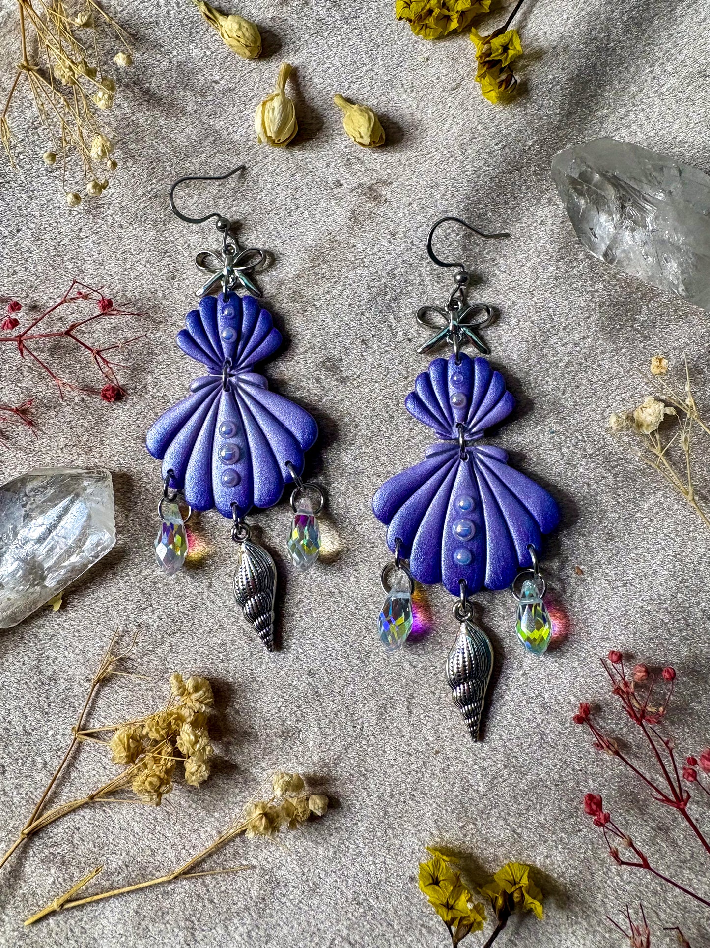 Double Pearly Shell Earrings