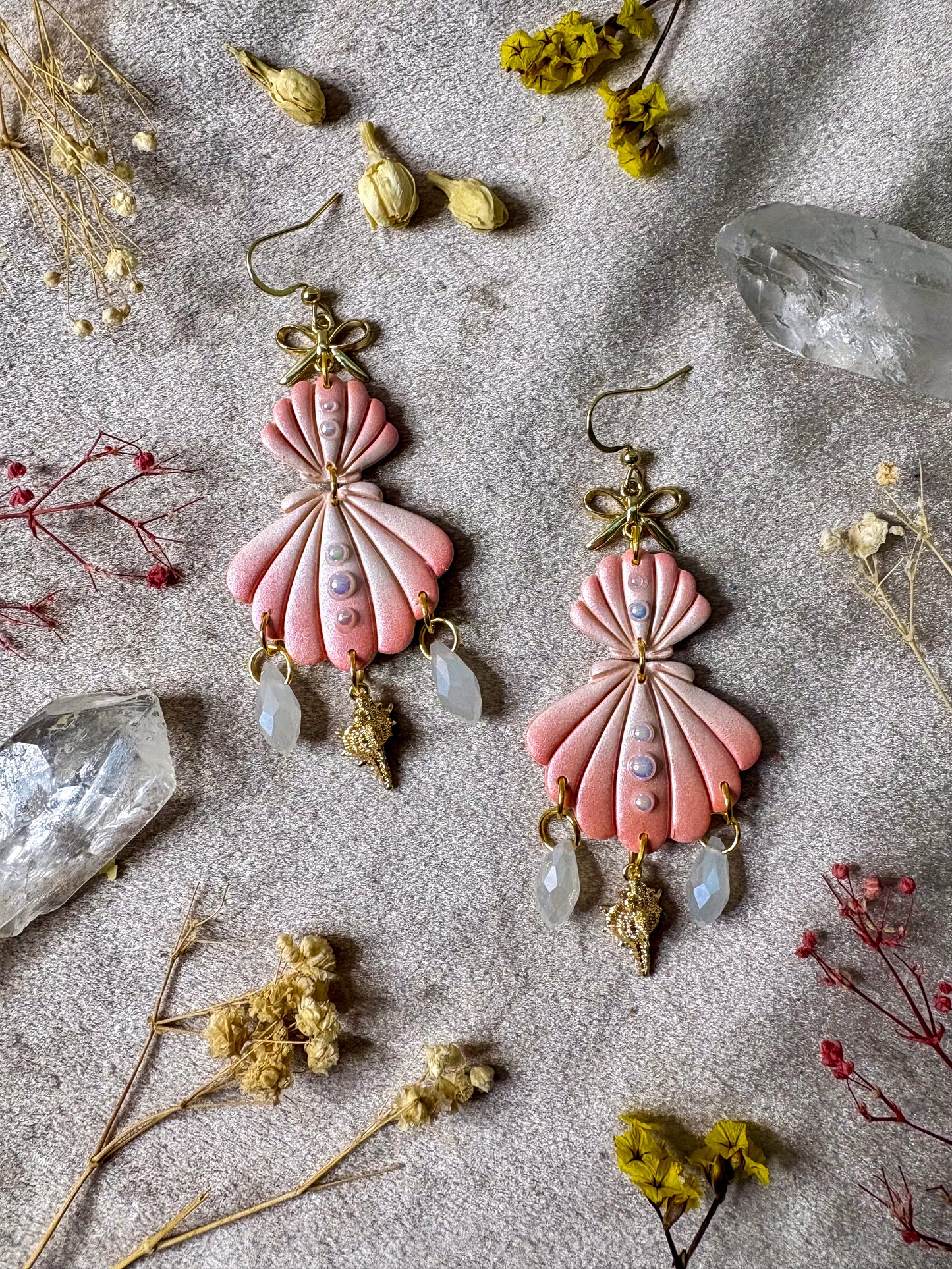 Double Pearly Shell Earrings