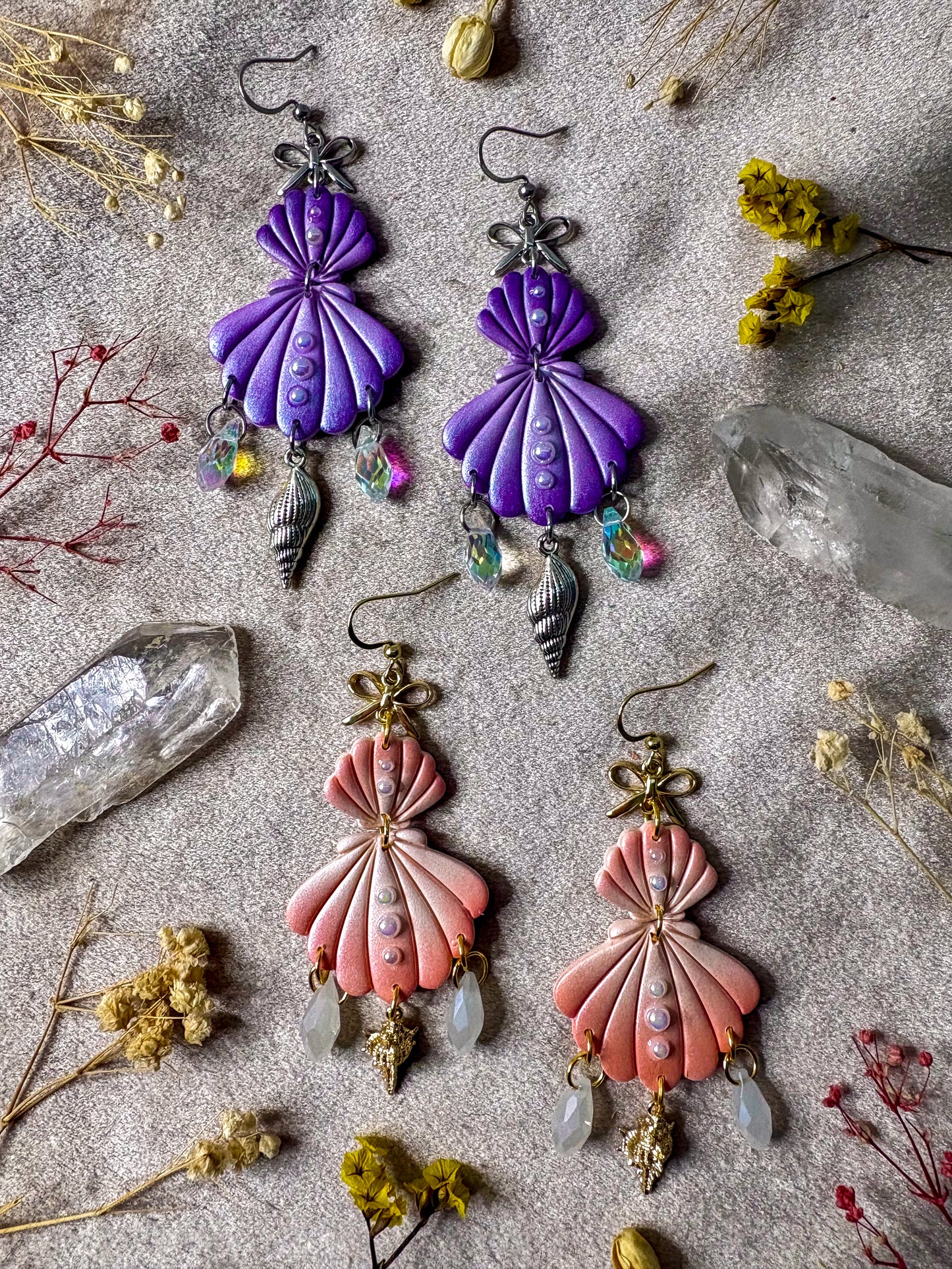 Double Pearly Shell Earrings