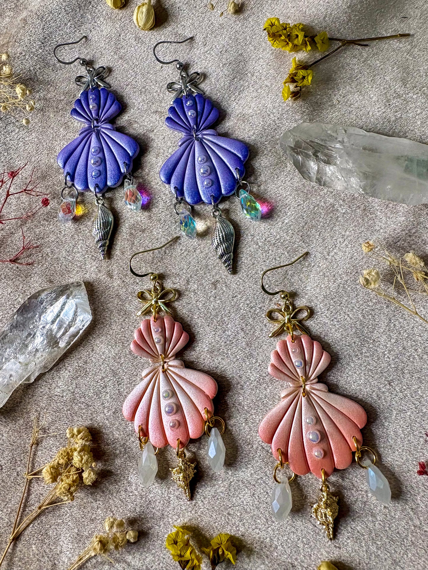 Double Pearly Shell Earrings