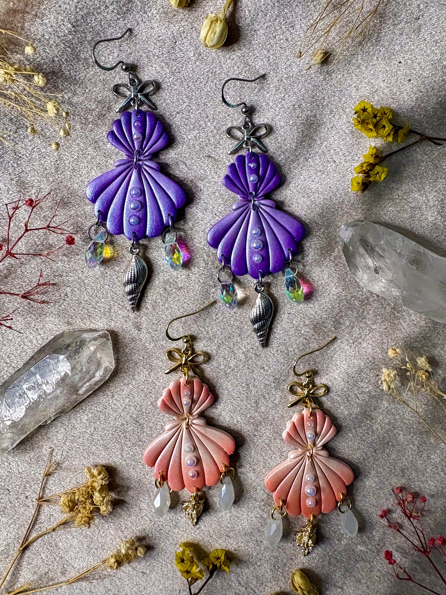 Double Pearly Shell Earrings