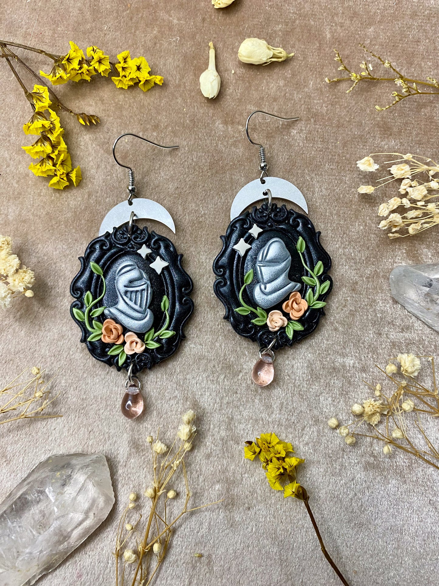 Floral Knight Frame Earrings