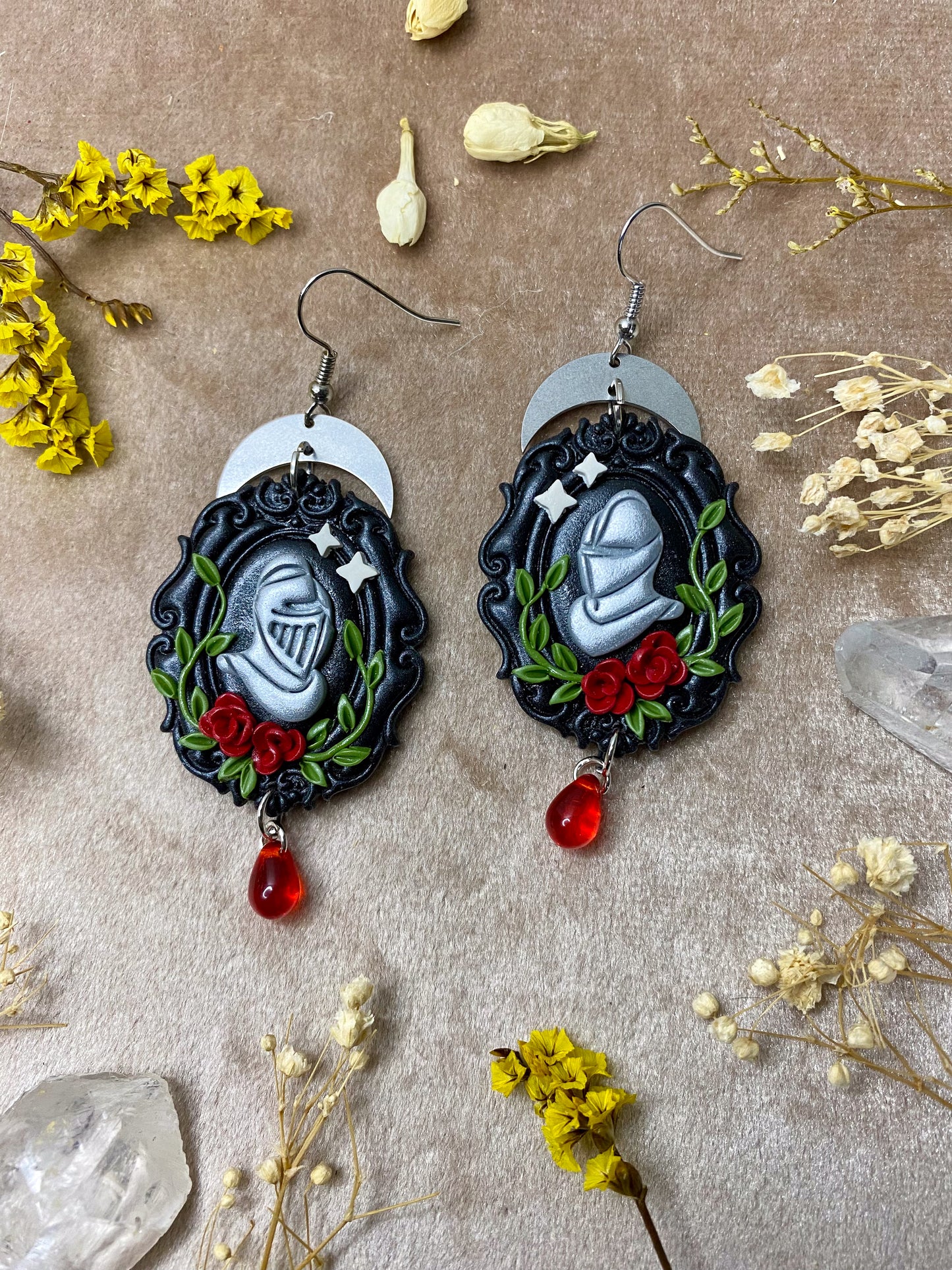 Floral Knight Frame Earrings