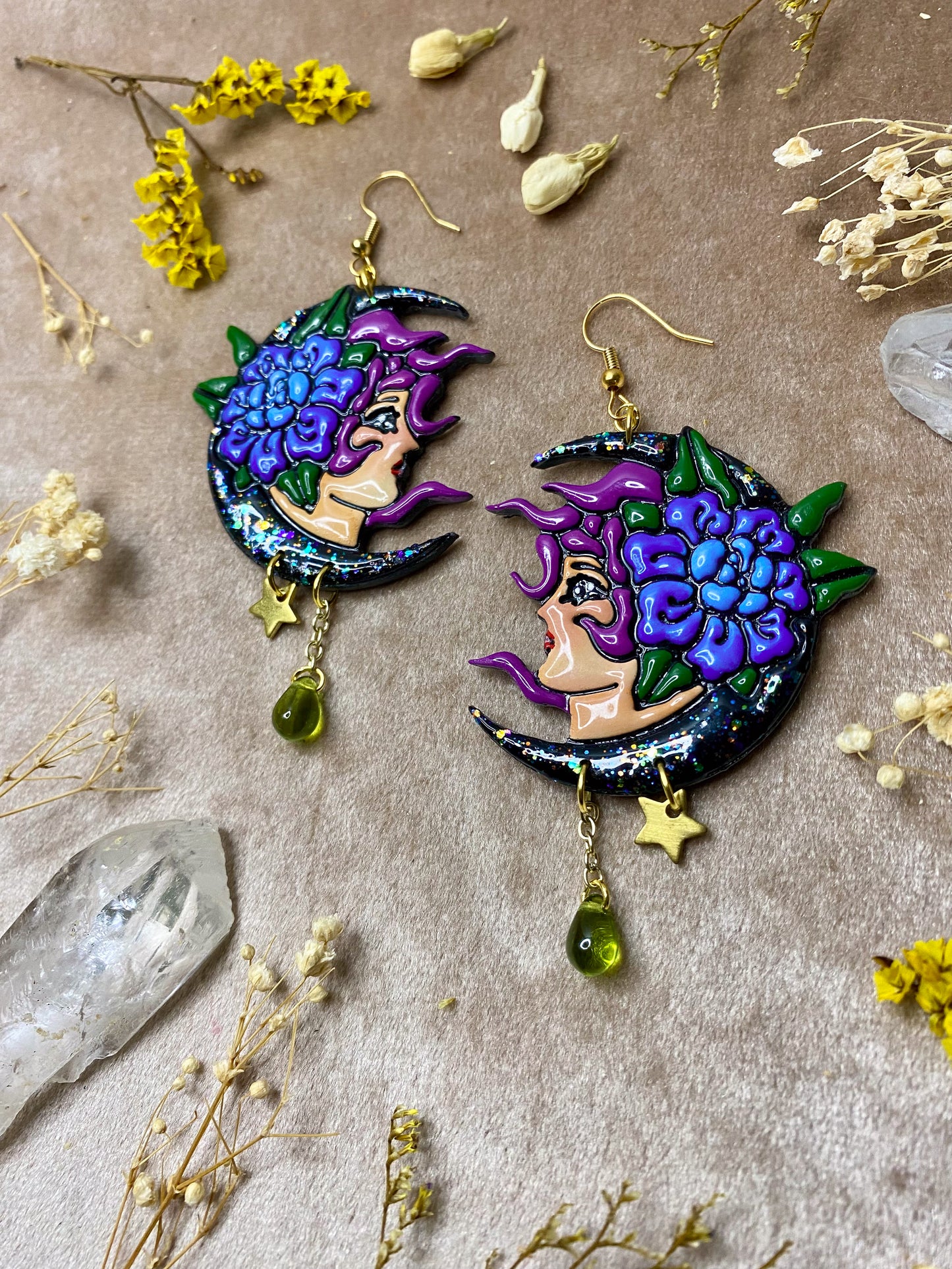 Girl on the Black Moon Earrings