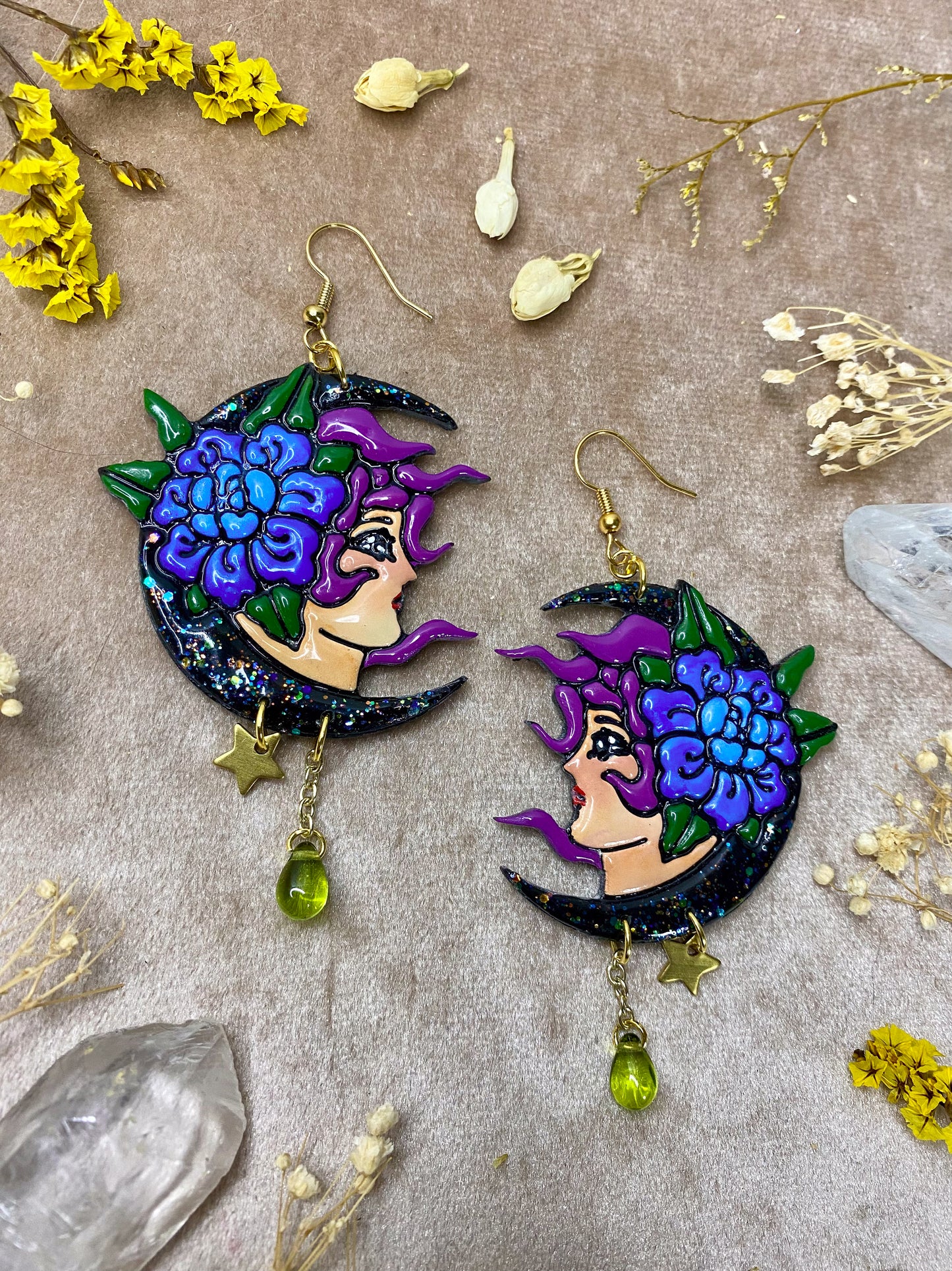 Girl on the Black Moon Earrings