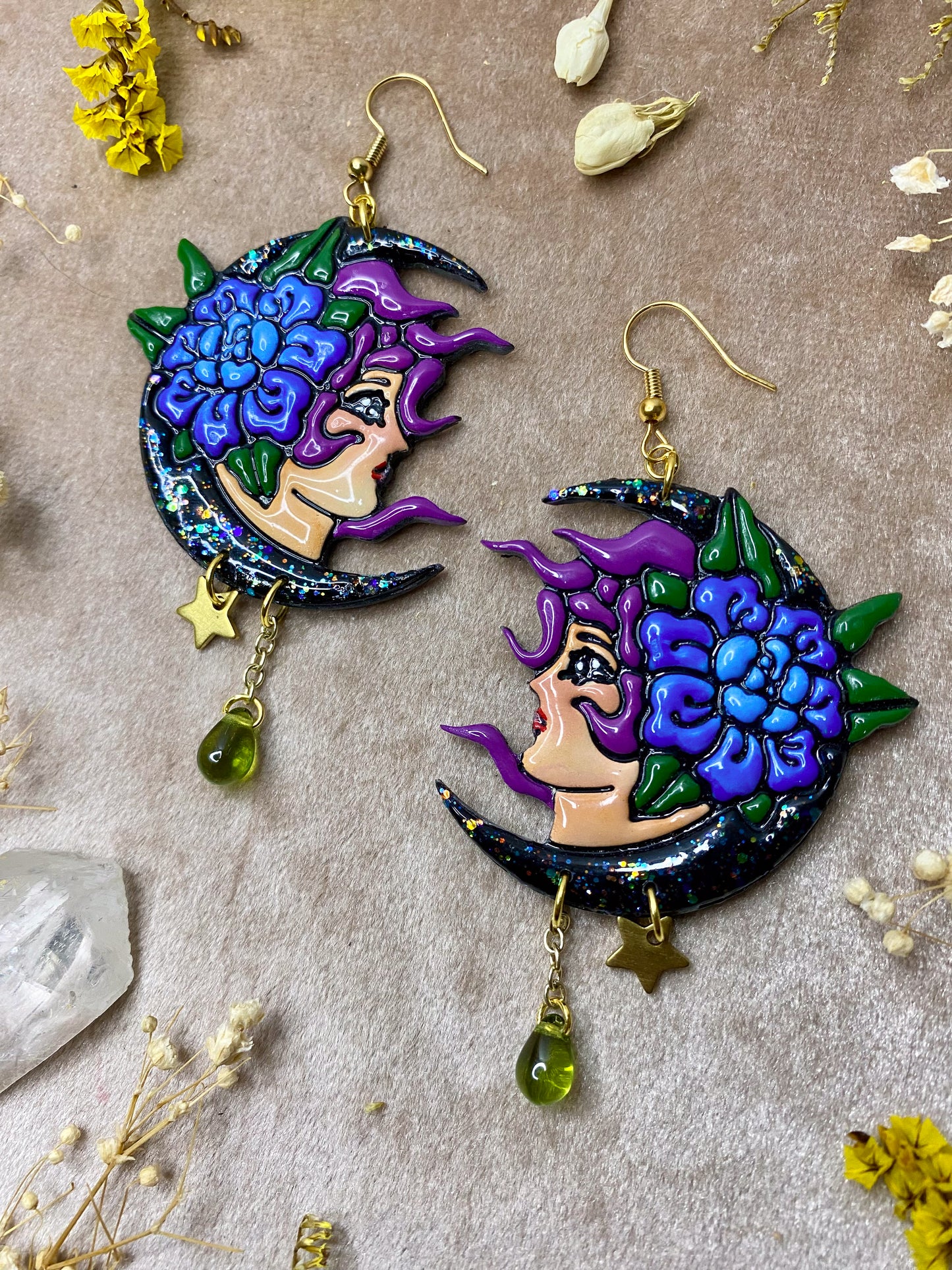 Girl on the Black Moon Earrings