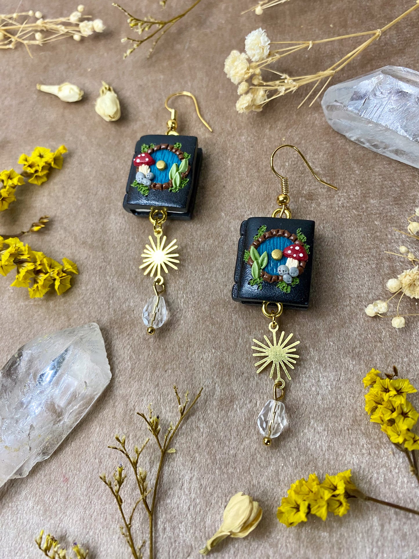 Black Hobbit Hole Book Earrings