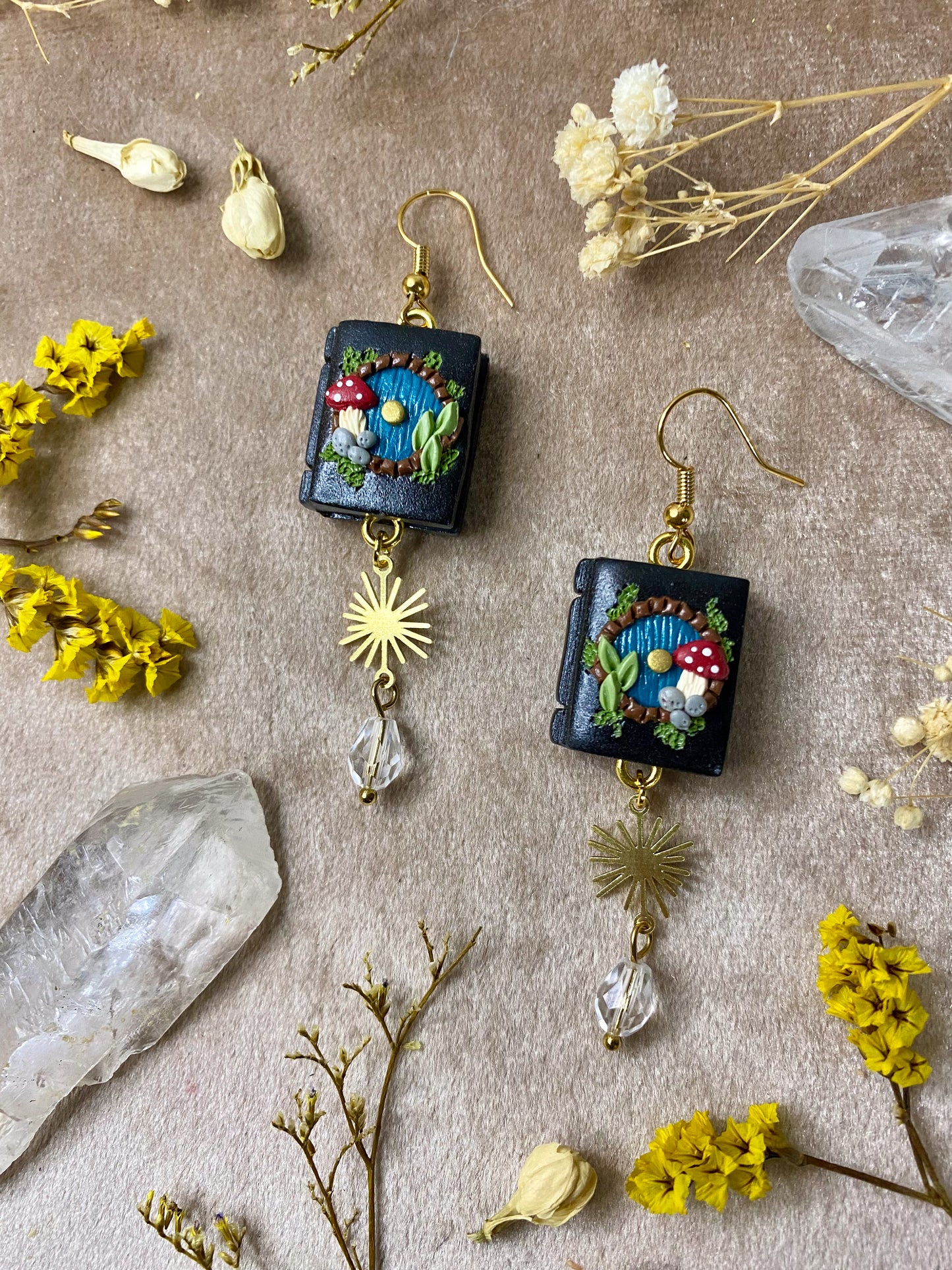 Black Hobbit Hole Book Earrings