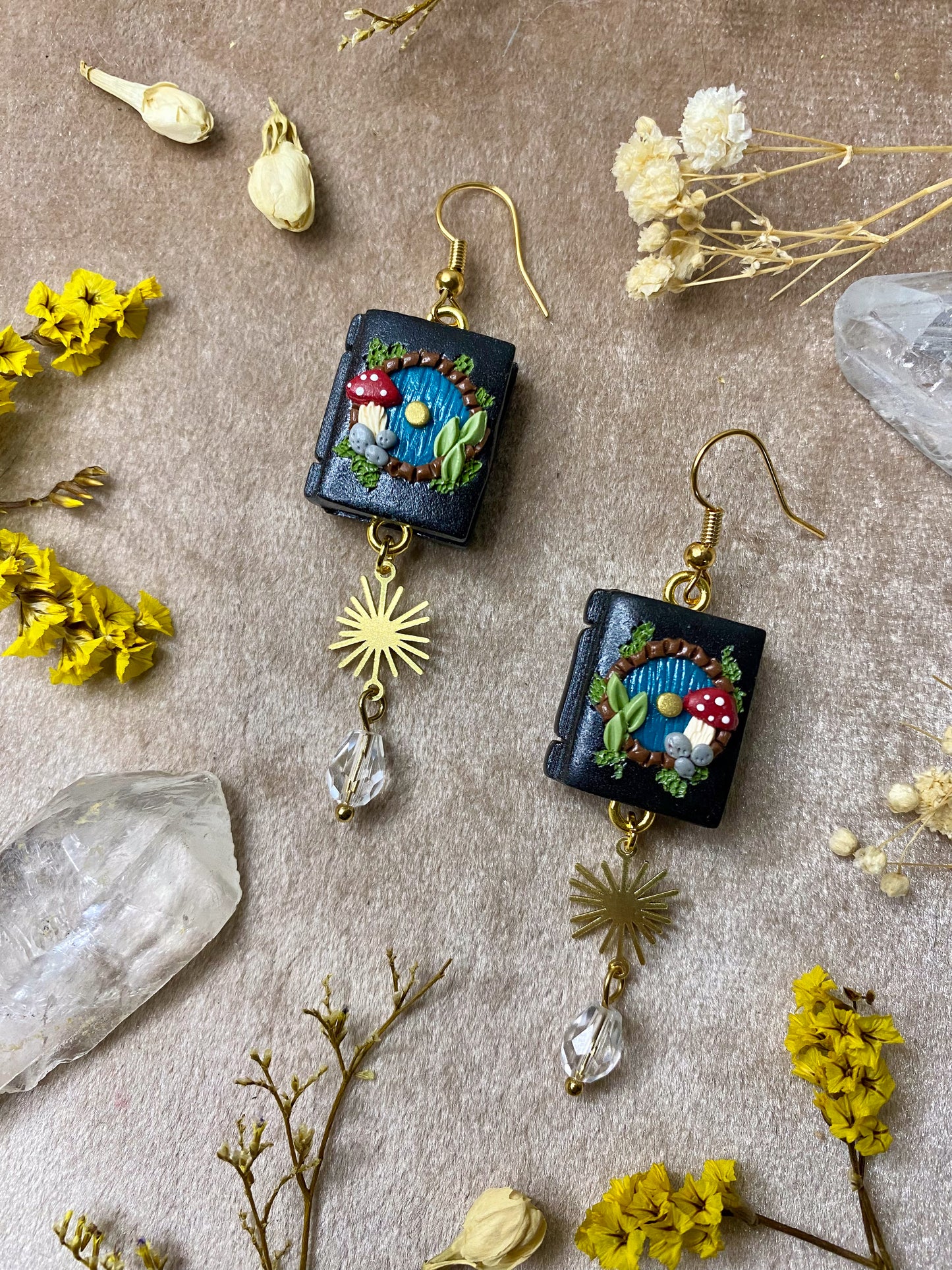 Black Hobbit Hole Book Earrings