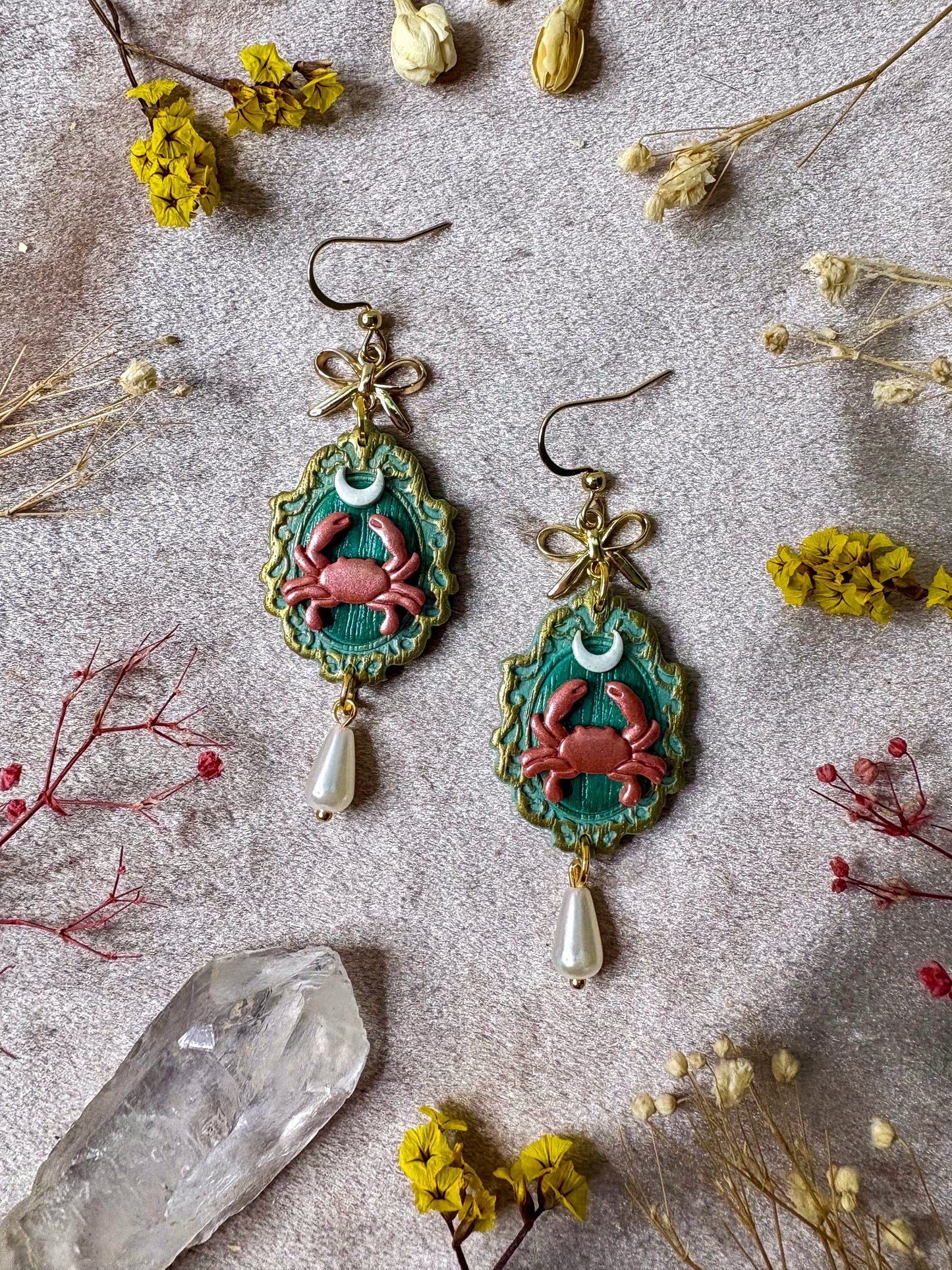 Crab Moon Frame Earrings