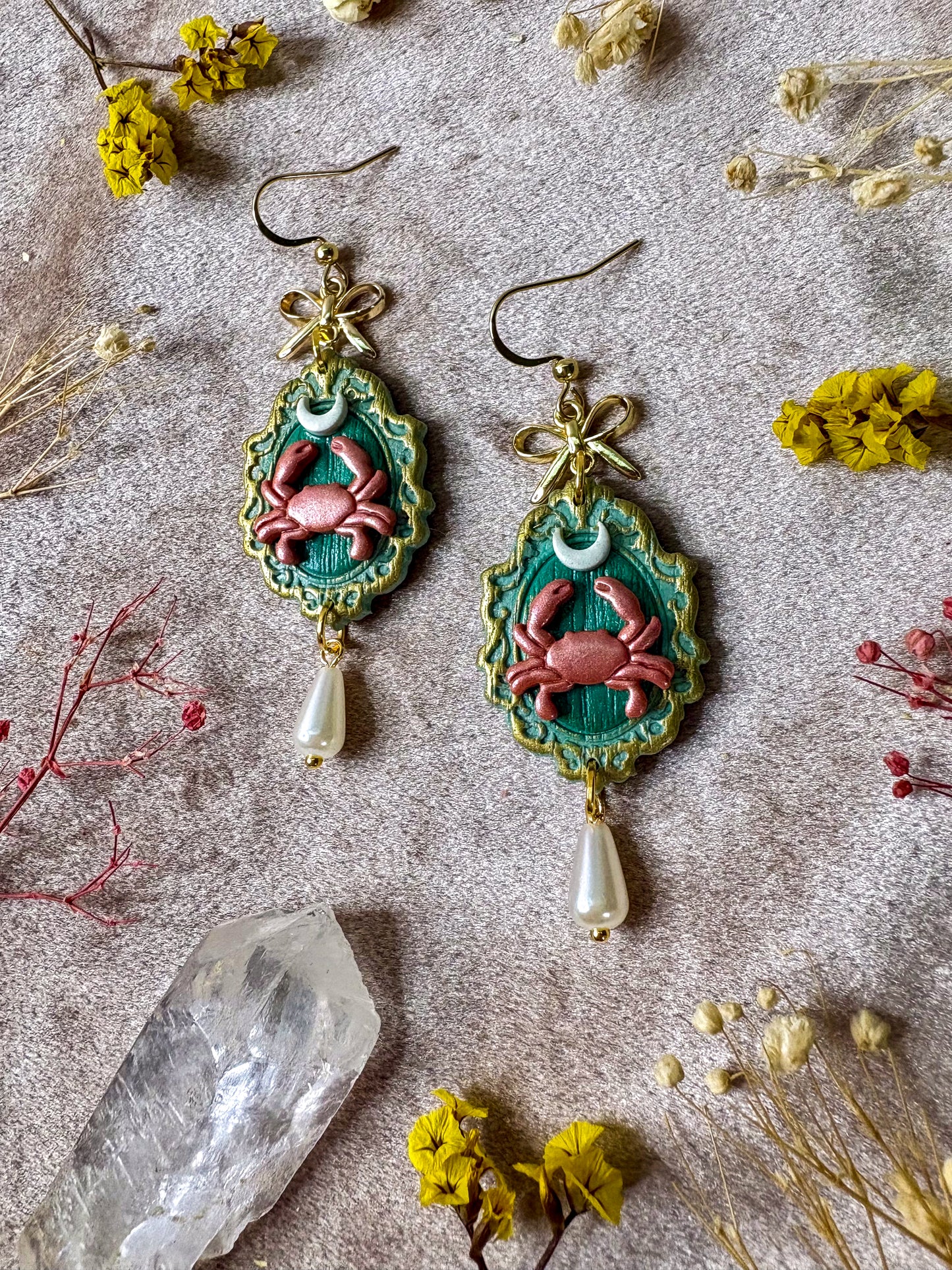 Crab Moon Frame Earrings