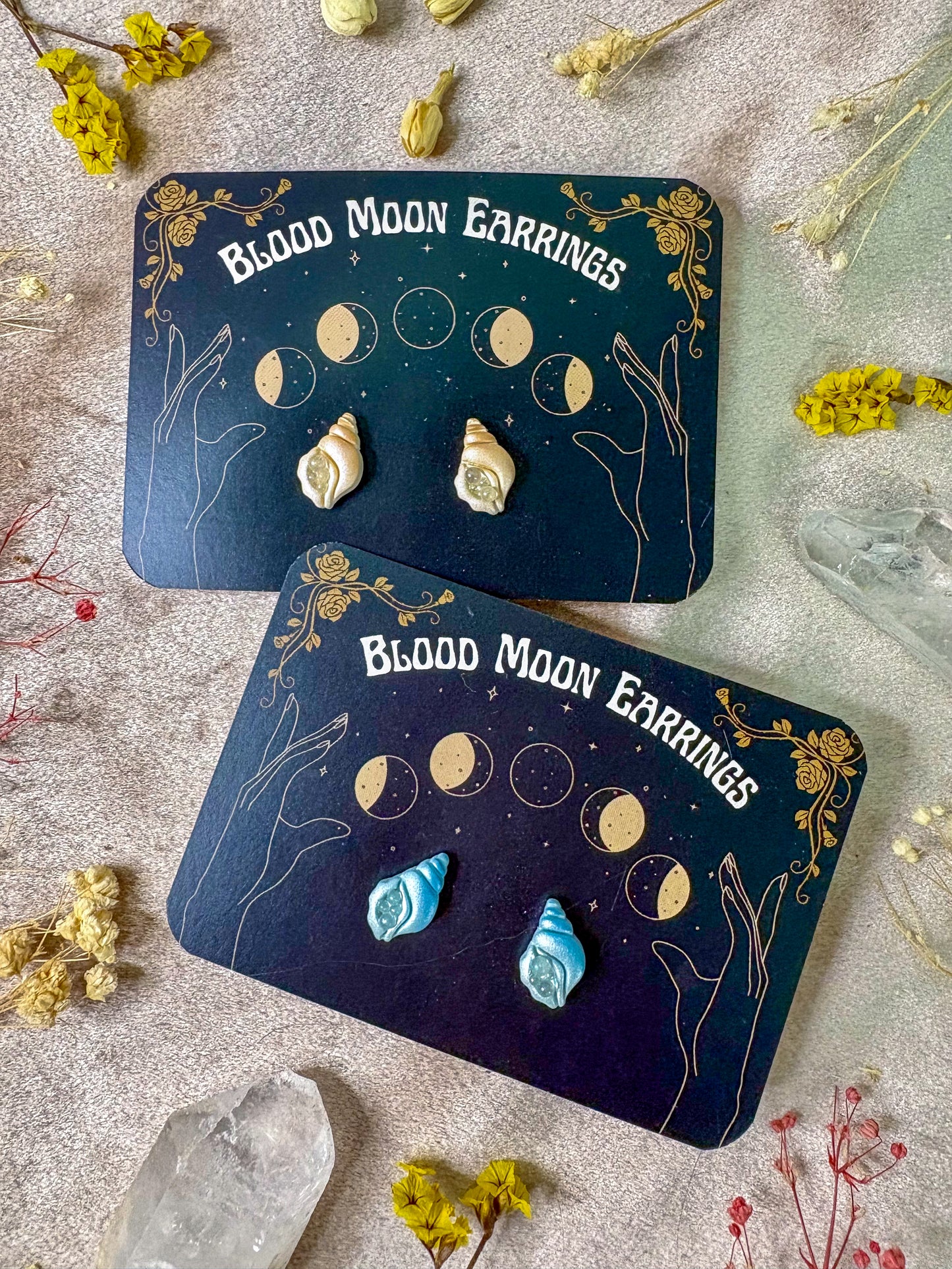 Bubbly Conch Stud Earrings