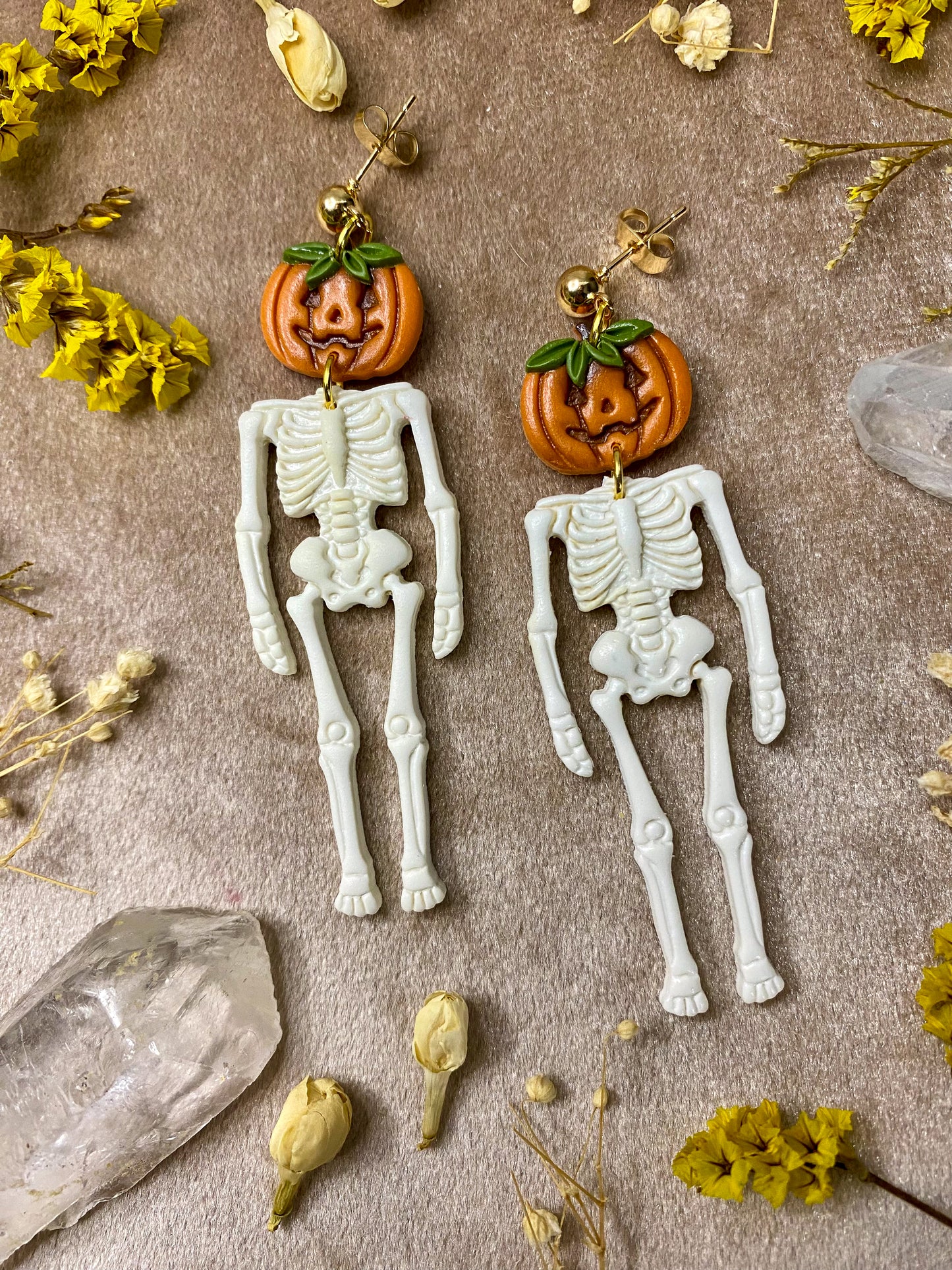 Pumpkin Head Skelly Earrings