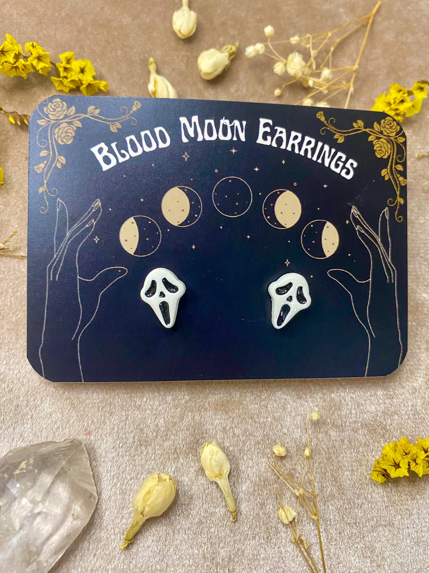 Ghost Face Stud Earrings