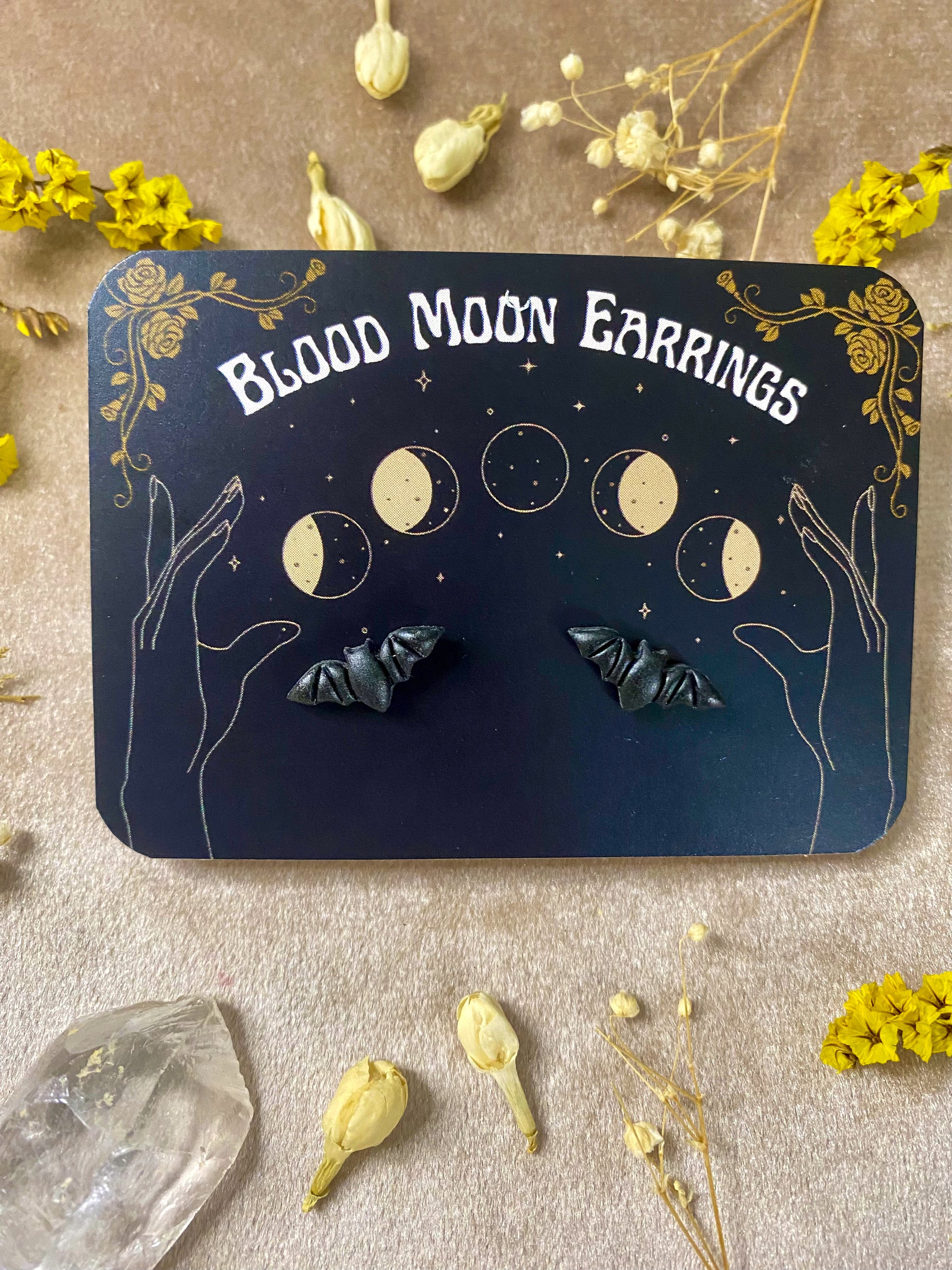 polymer clay halloween bat stud earrings
